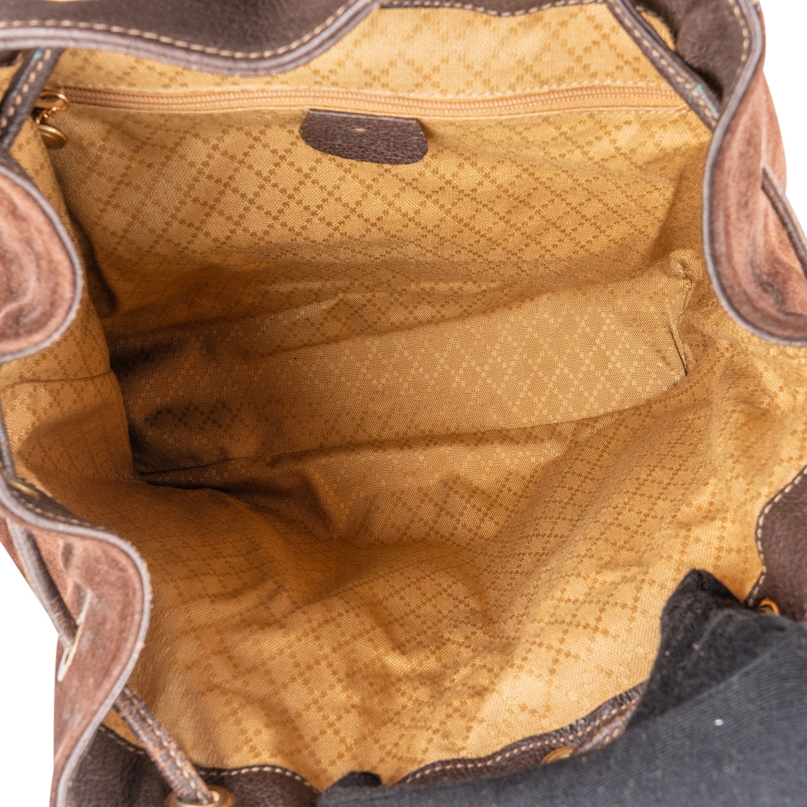 Gucci Suede and Leather Bamboo Backpack