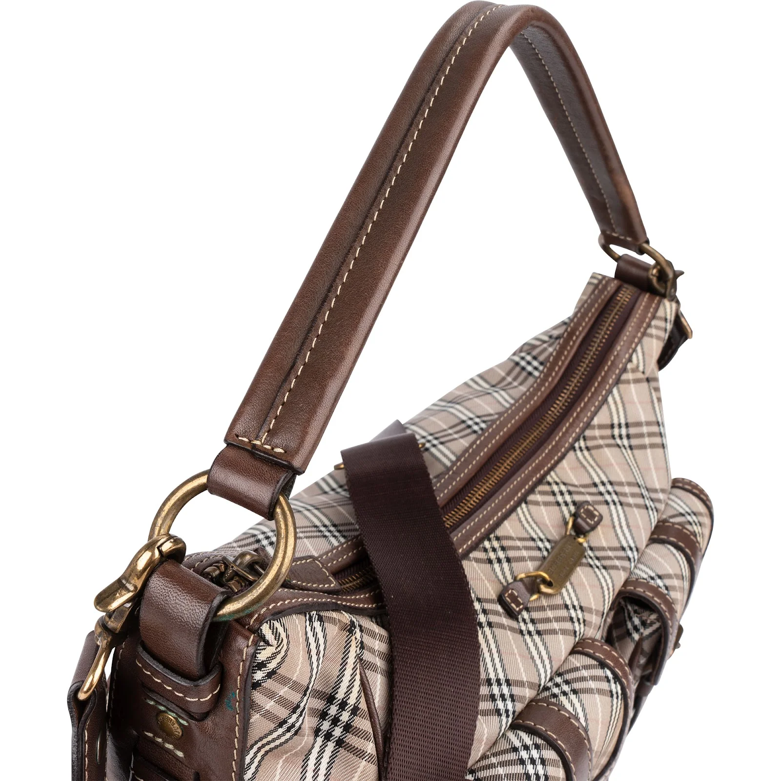 Burberry Nova-Check Monogram Canvas Pocket Hobo Shoulder Bag