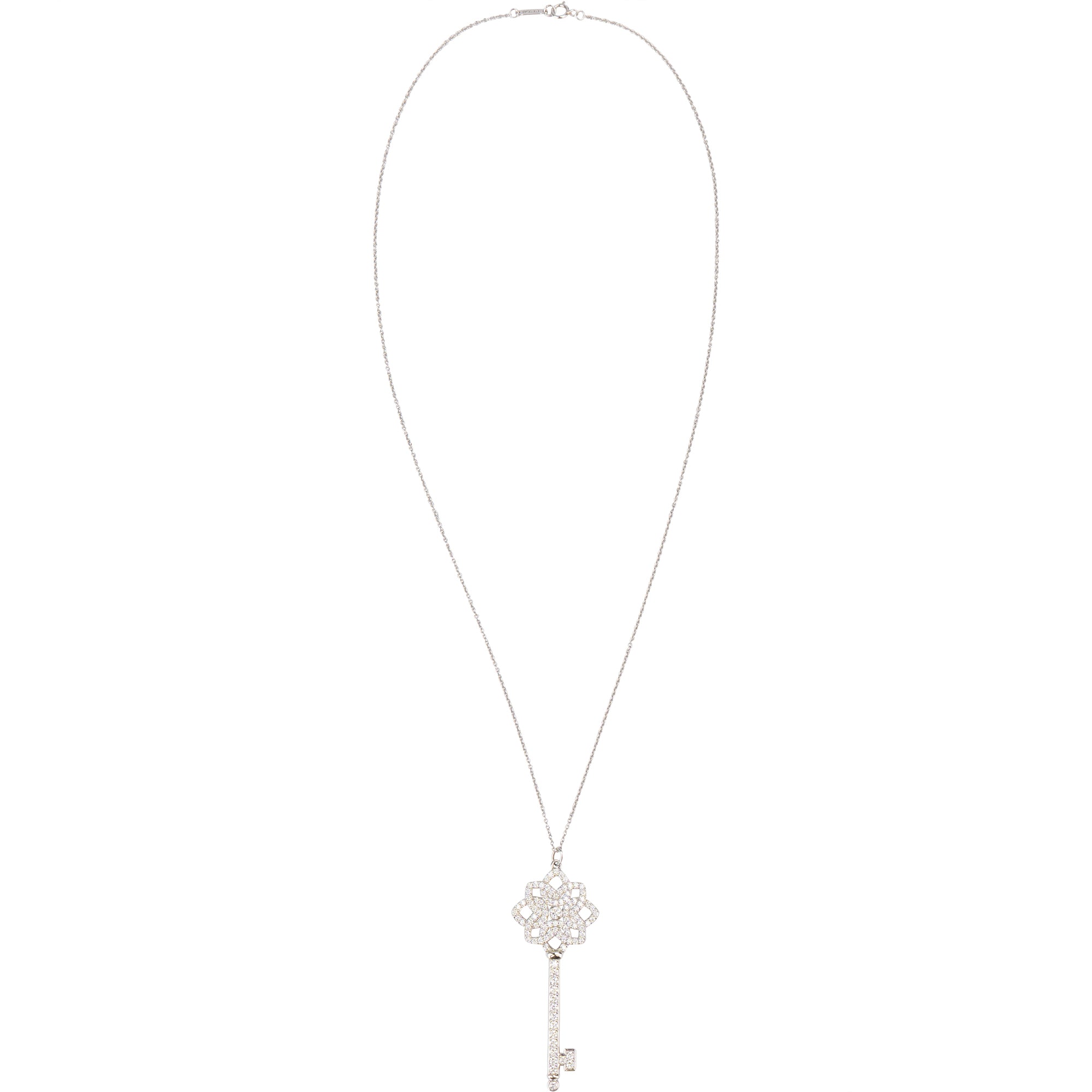 Tiffany & Co. 950 Platinum Crystal Woven Key Necklace