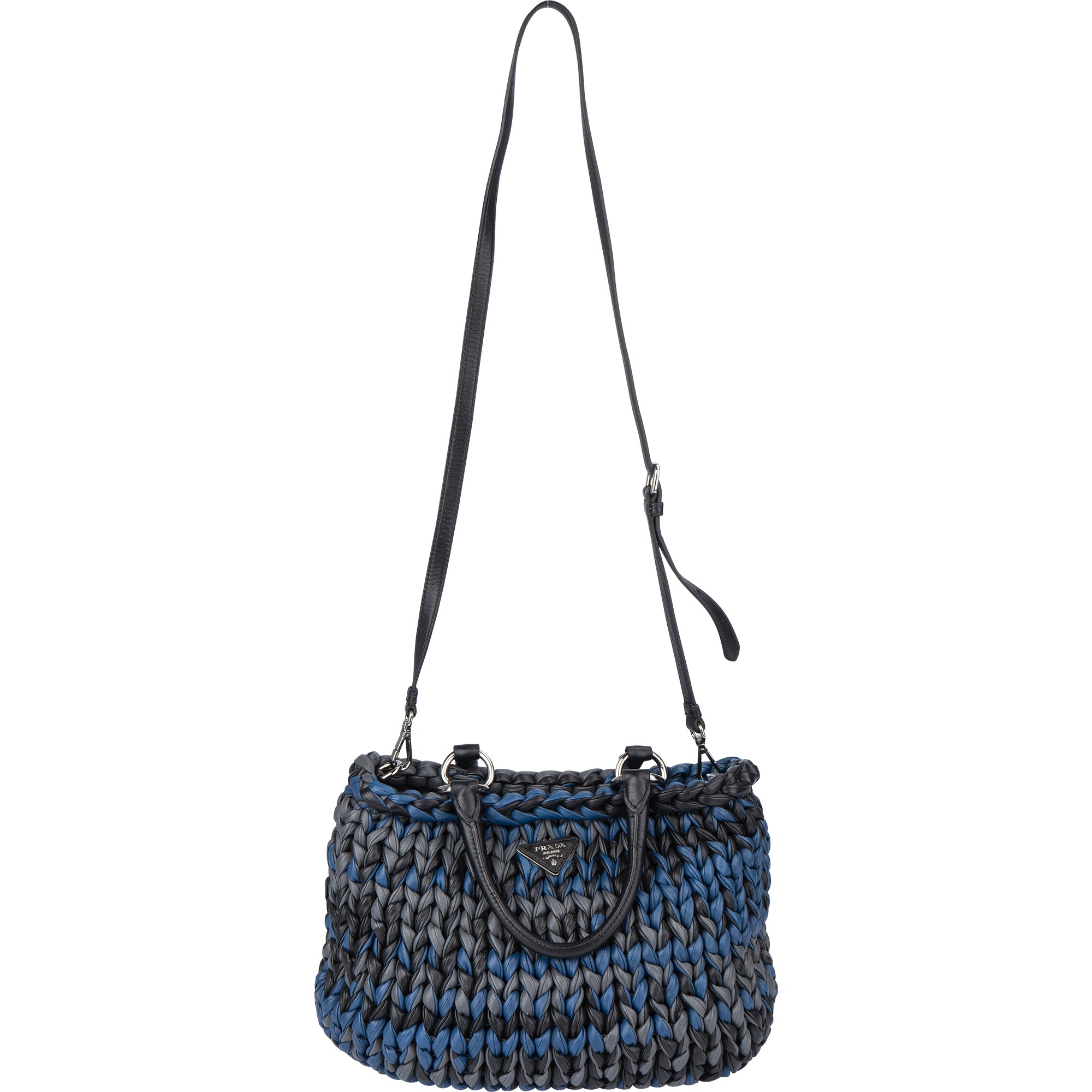 Prada Tricolor Braided Leather City Handbag