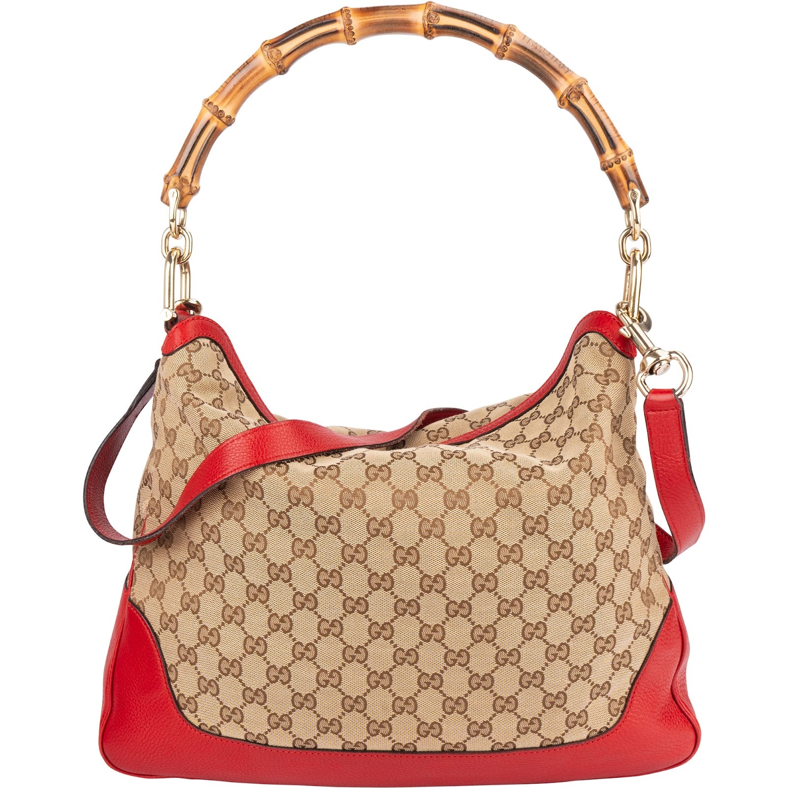 Gucci Monogram GG Bamboo Hobo Shoulder Bag