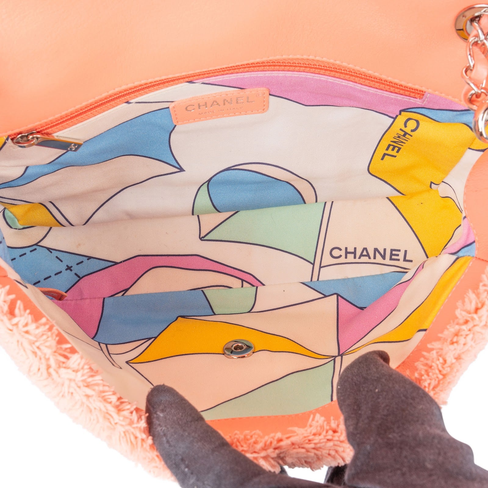Chanel Pink Terry Cloth Coco Single Flap Shoulder Bag
