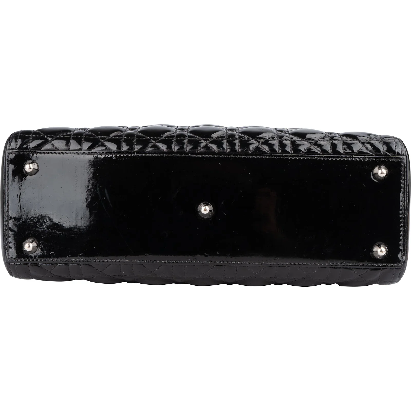 Christian Dior Quilted Patent Leather Lady Dior Handbag