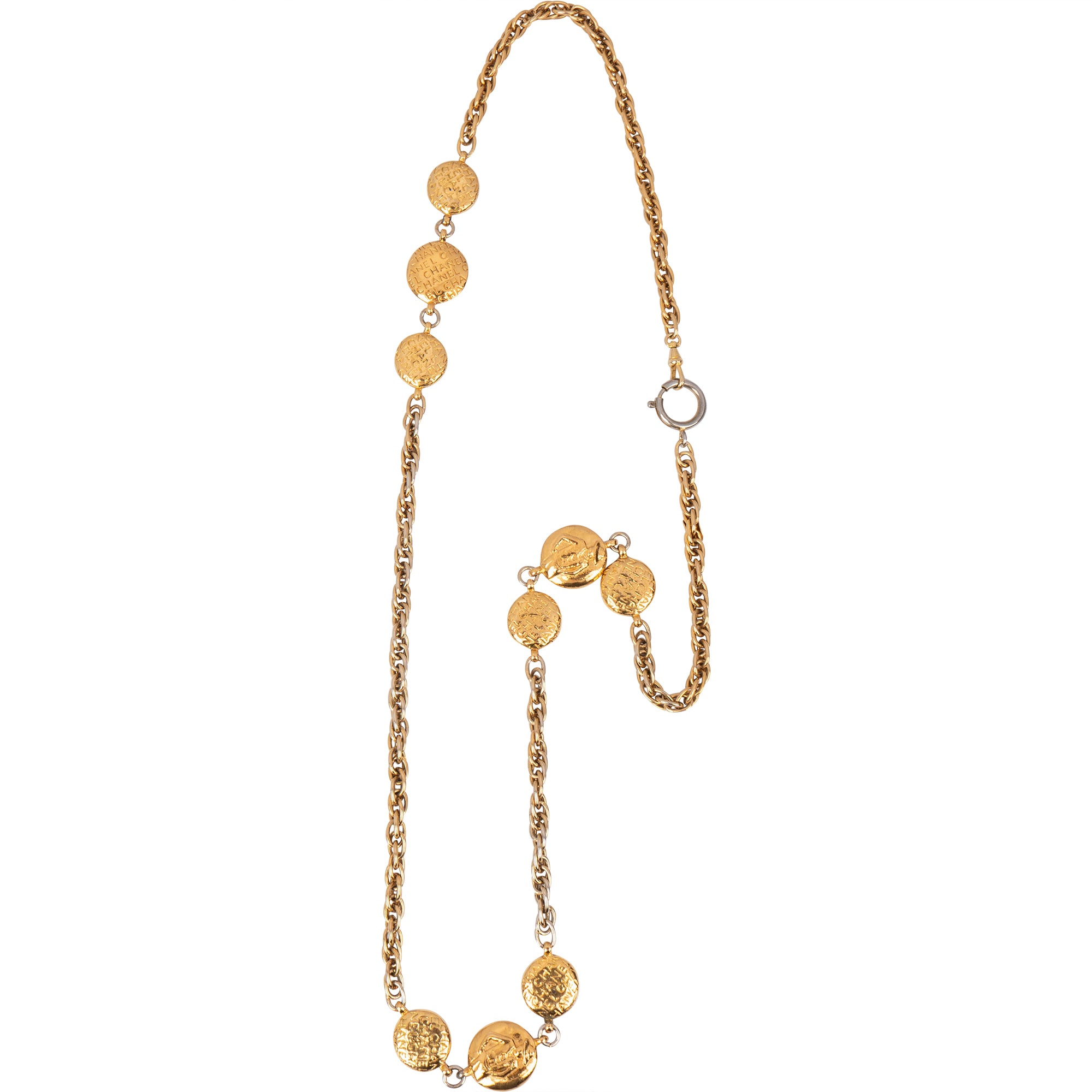 Chanel Heavy Golden Plates Mademoiselle Necklace