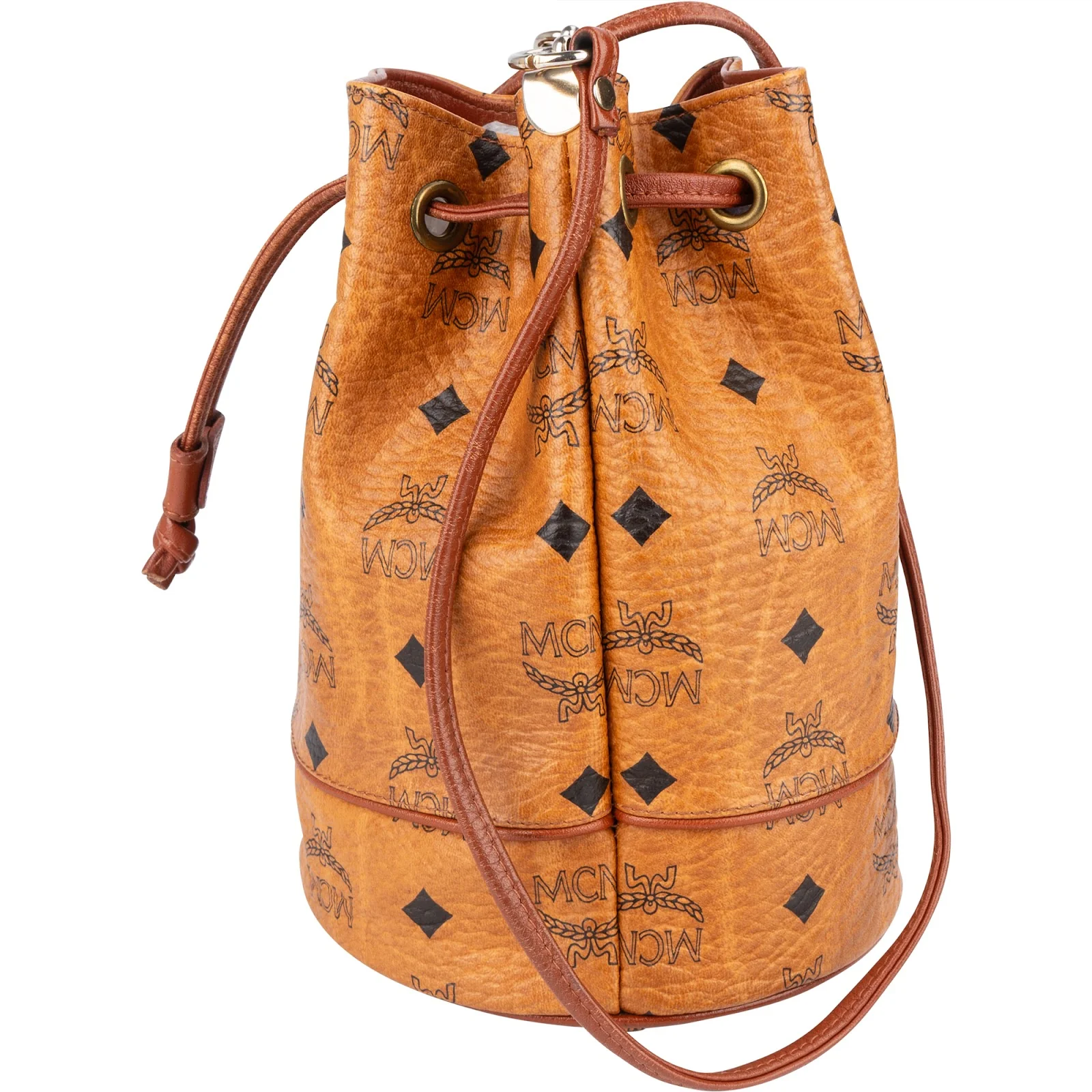 MCM Monogram Visetos Mini Drawstring Bucket Crossbody Bag