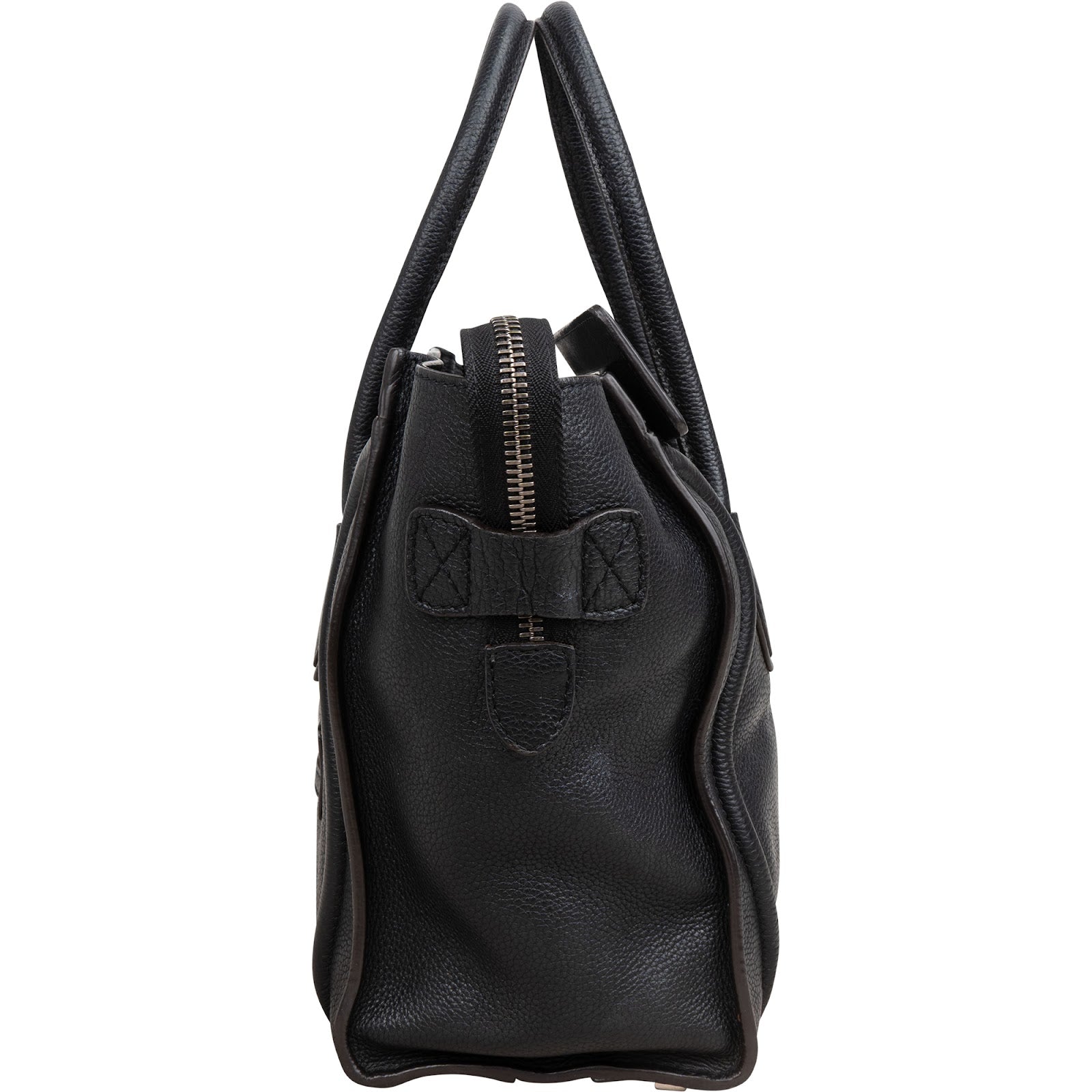 Céline Black Grained Leather Luggage Handbag