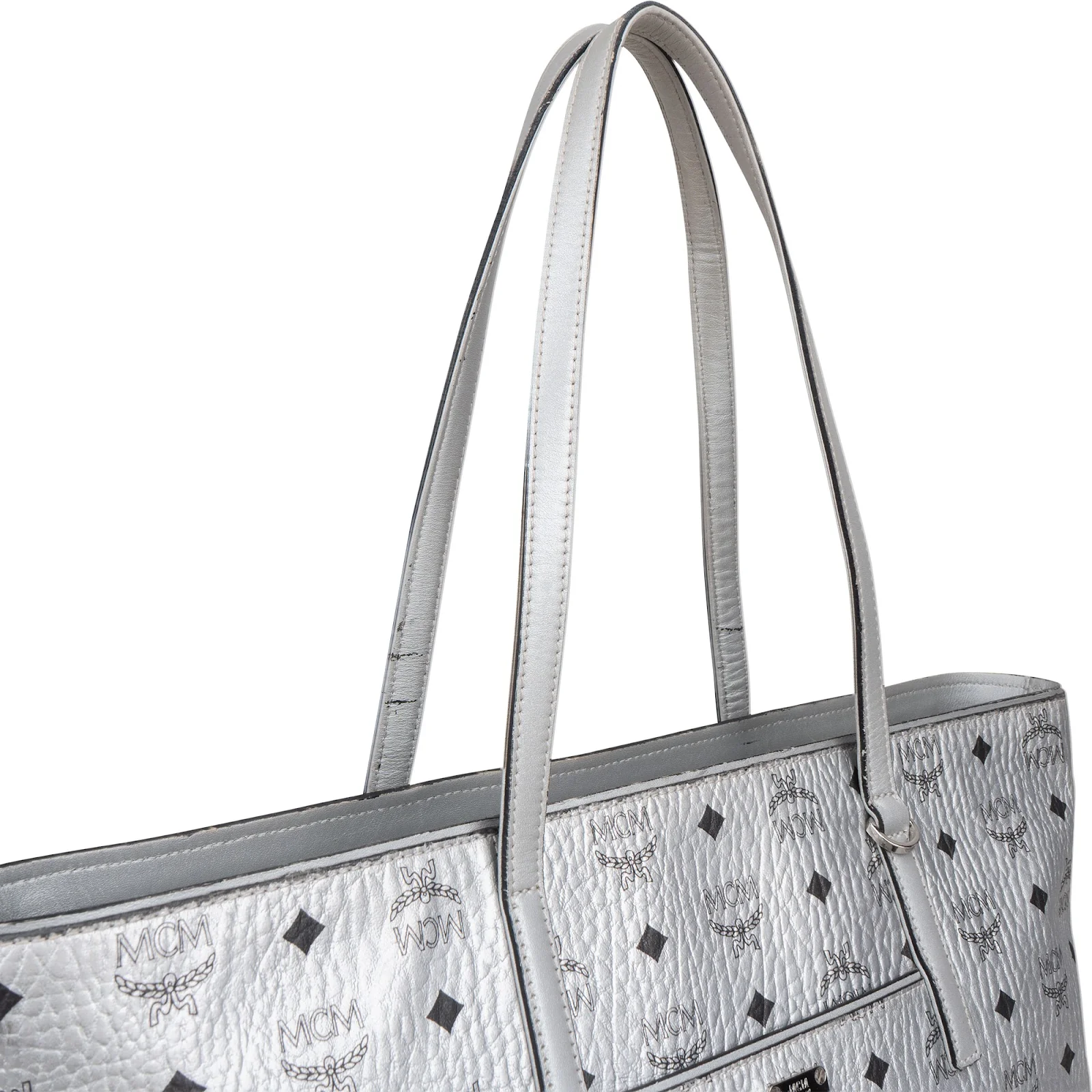 MCM Monogram Visetos Metallic Liz Shopper Tote Shoulder Bag