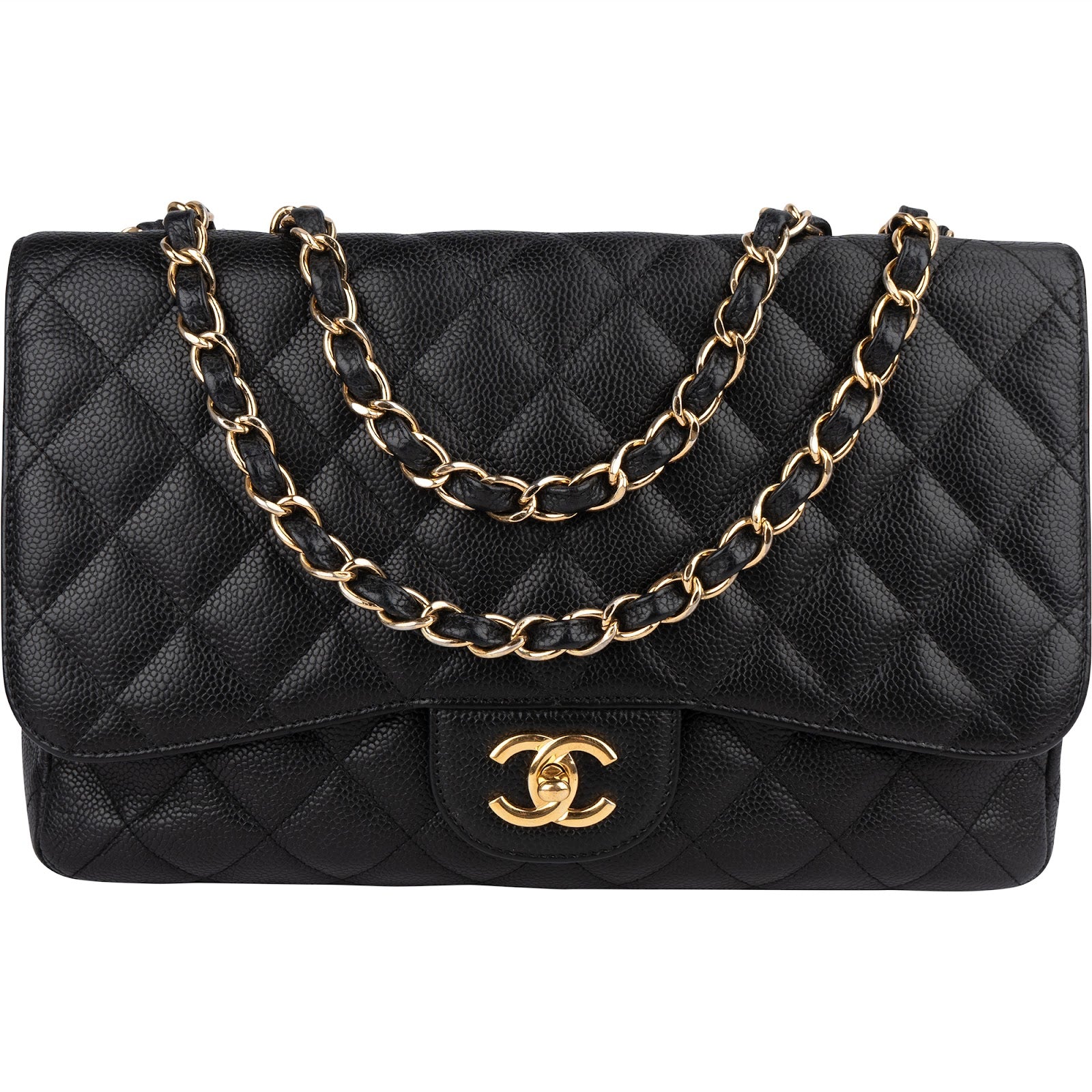 Chanel Quilted Caviar Leather Jumbo Single Flap Crossbody Bag