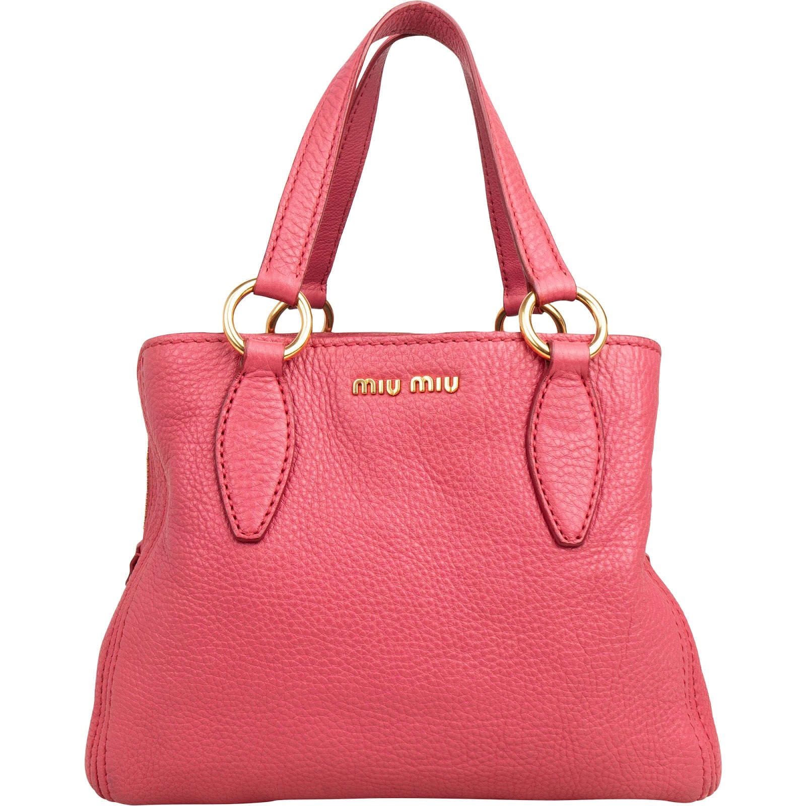 Miu Miu Vitello Pink Grained Leather Tote Handbag