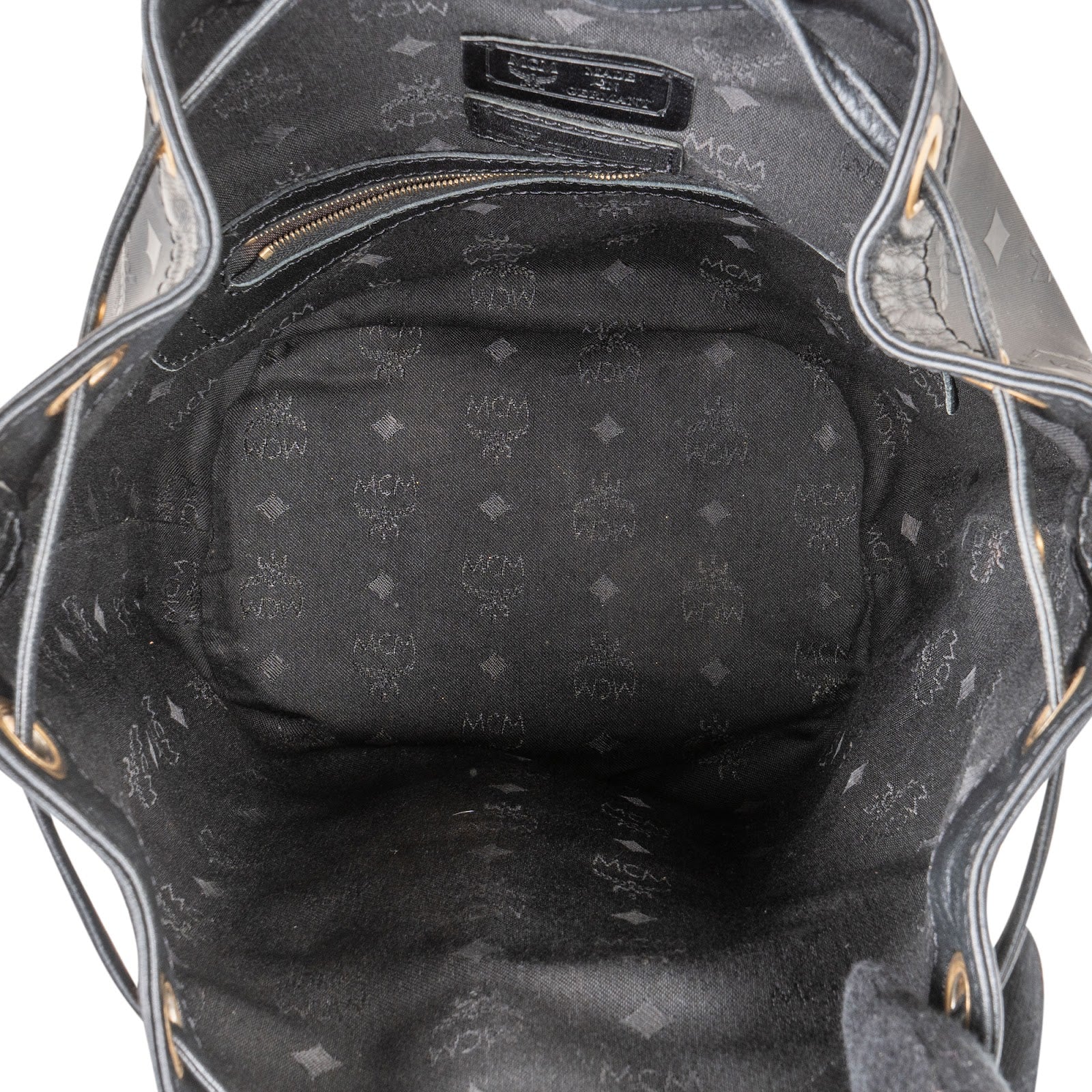 MCM Monogram Visetos Nylon Drawstring Bucket Crossbody Bag