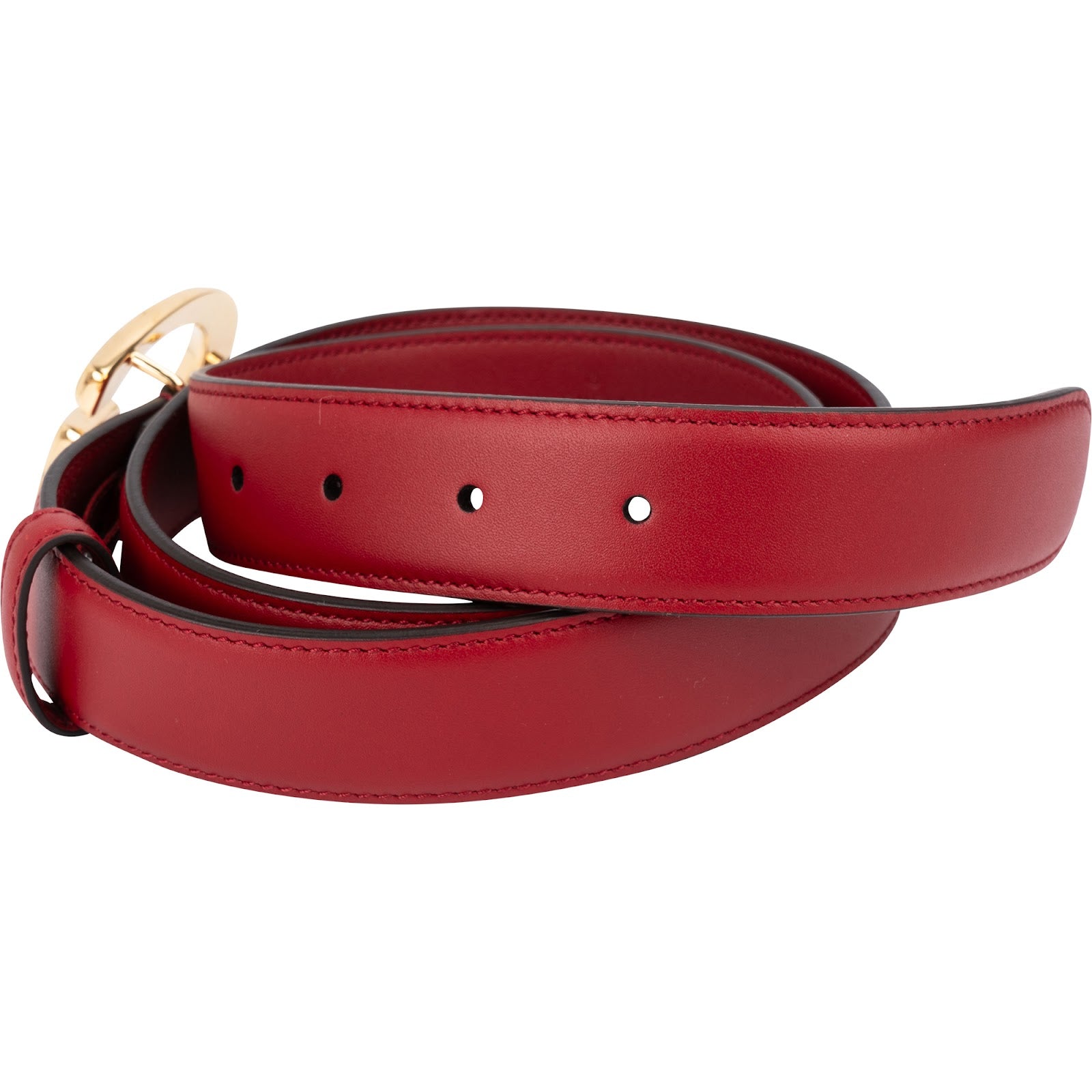 Gucci Red Leather Framed G Buckle Gürtel