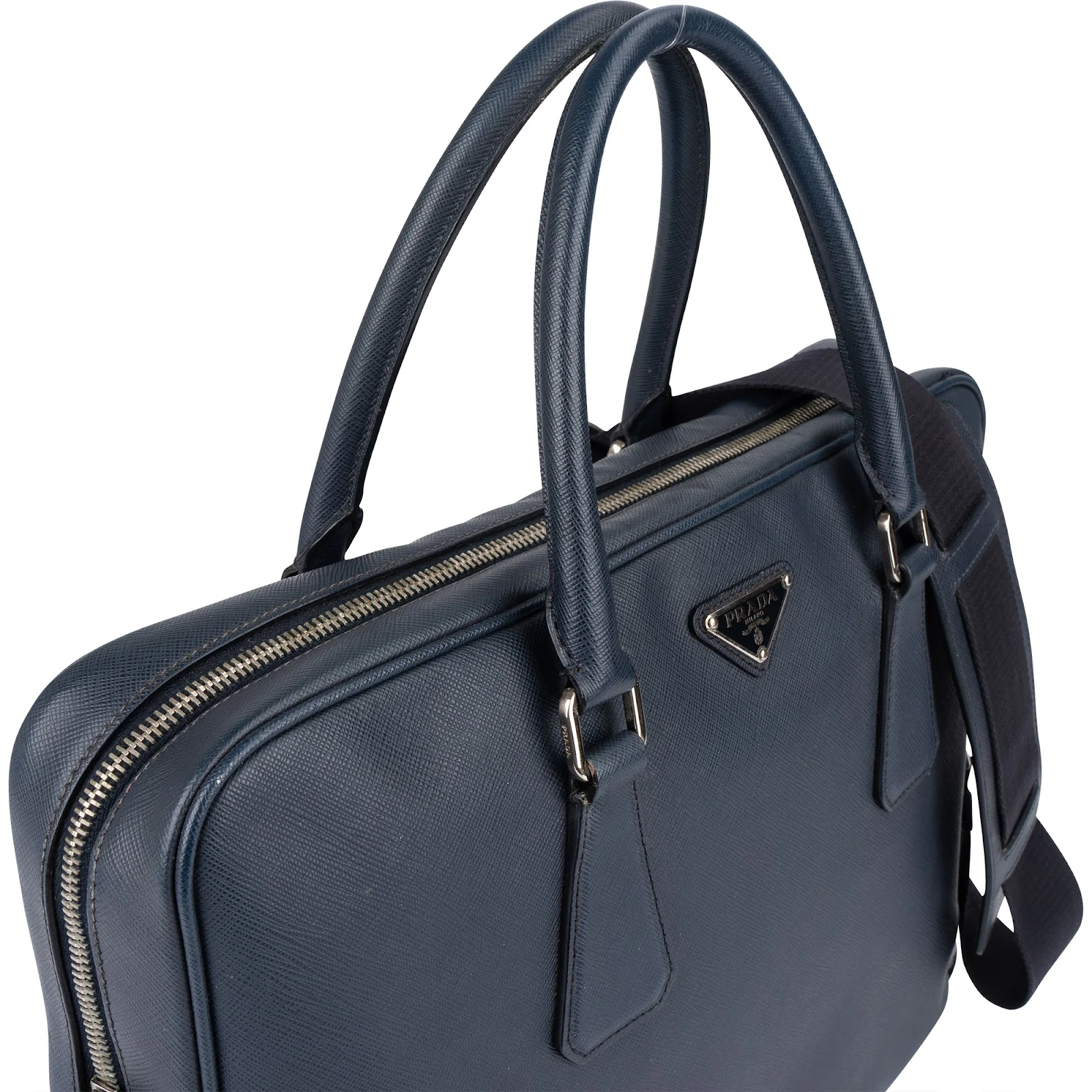 Prada Bleu Saffiano Leather Notebook Tasche