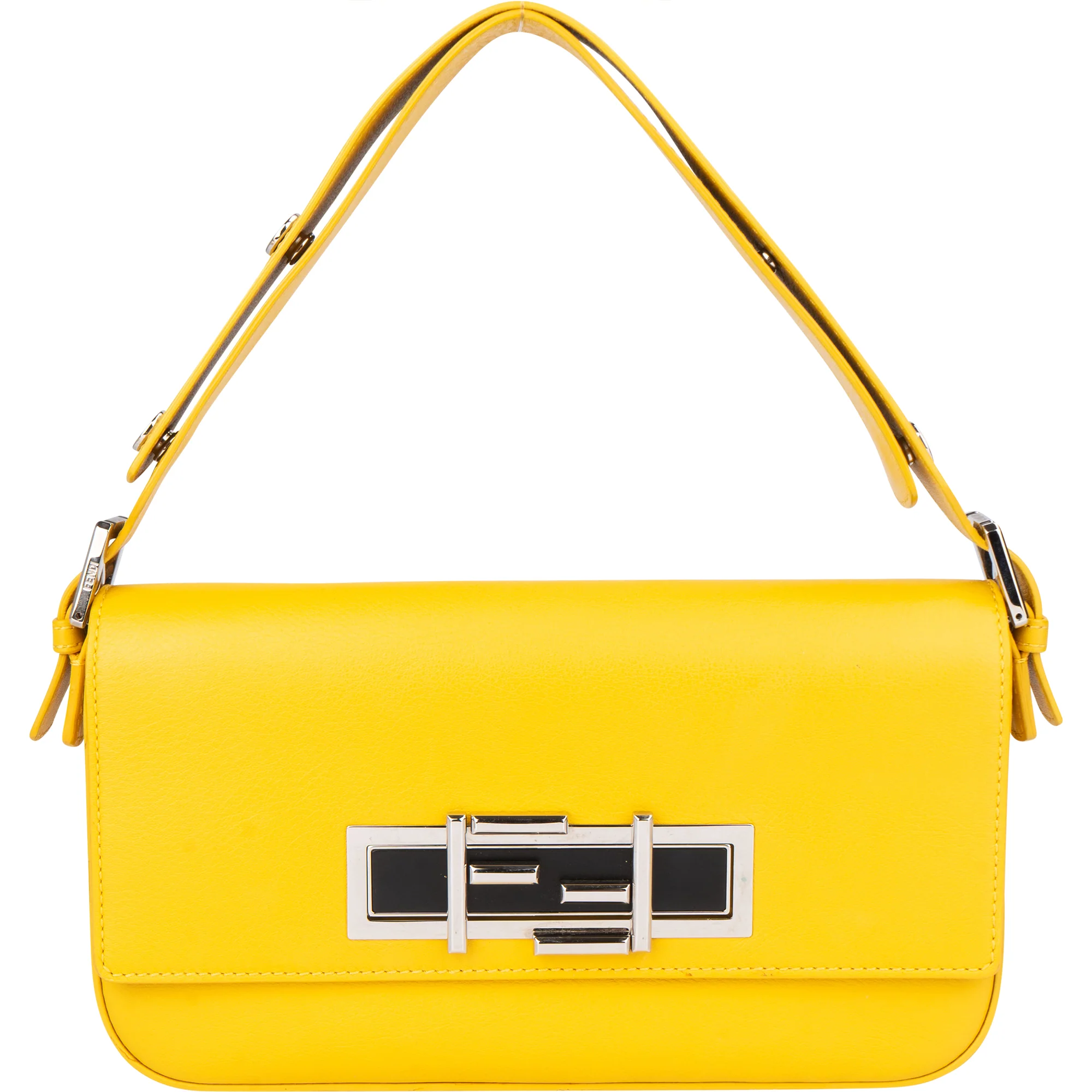 Fendi Sunflower Leather Limited Buckle Baguette Shoulder Bag