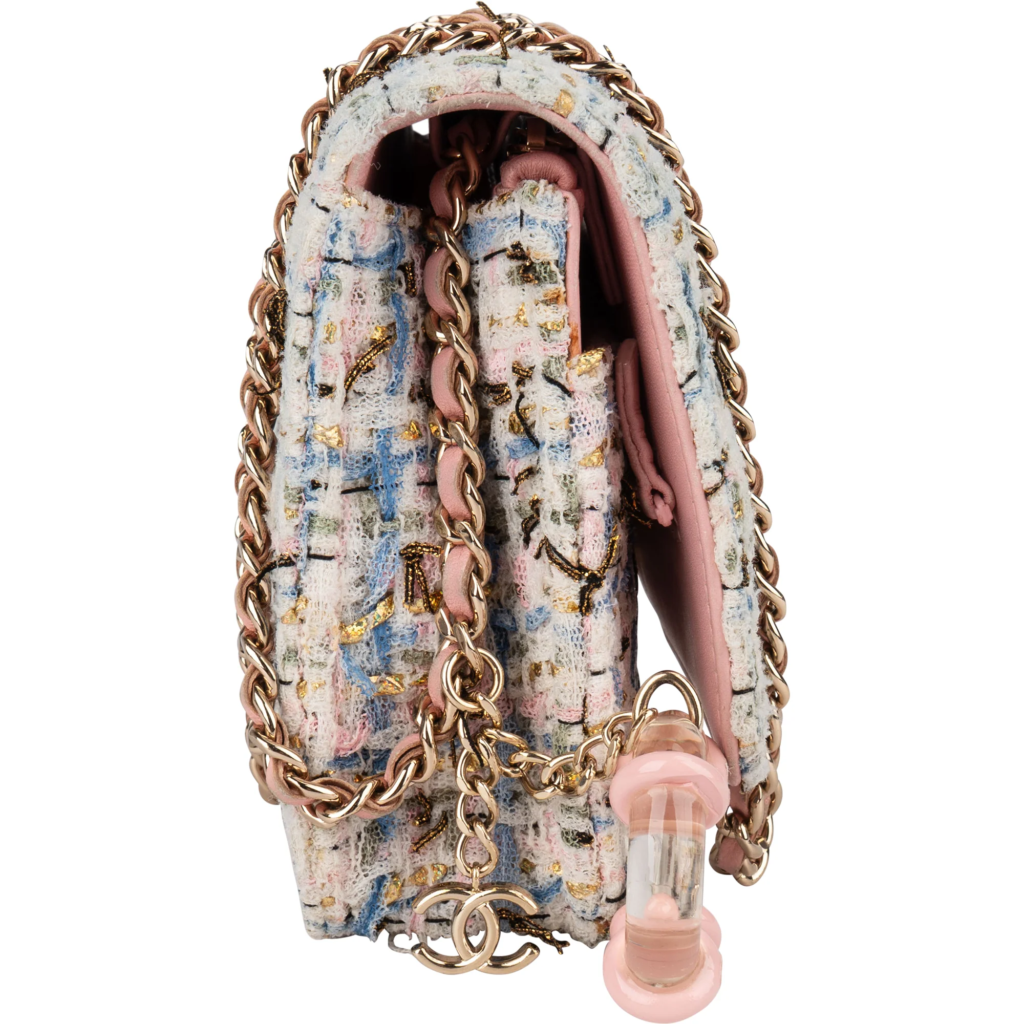 Chanel Quilted Tweed Wallet On Chain Crossbody Bag