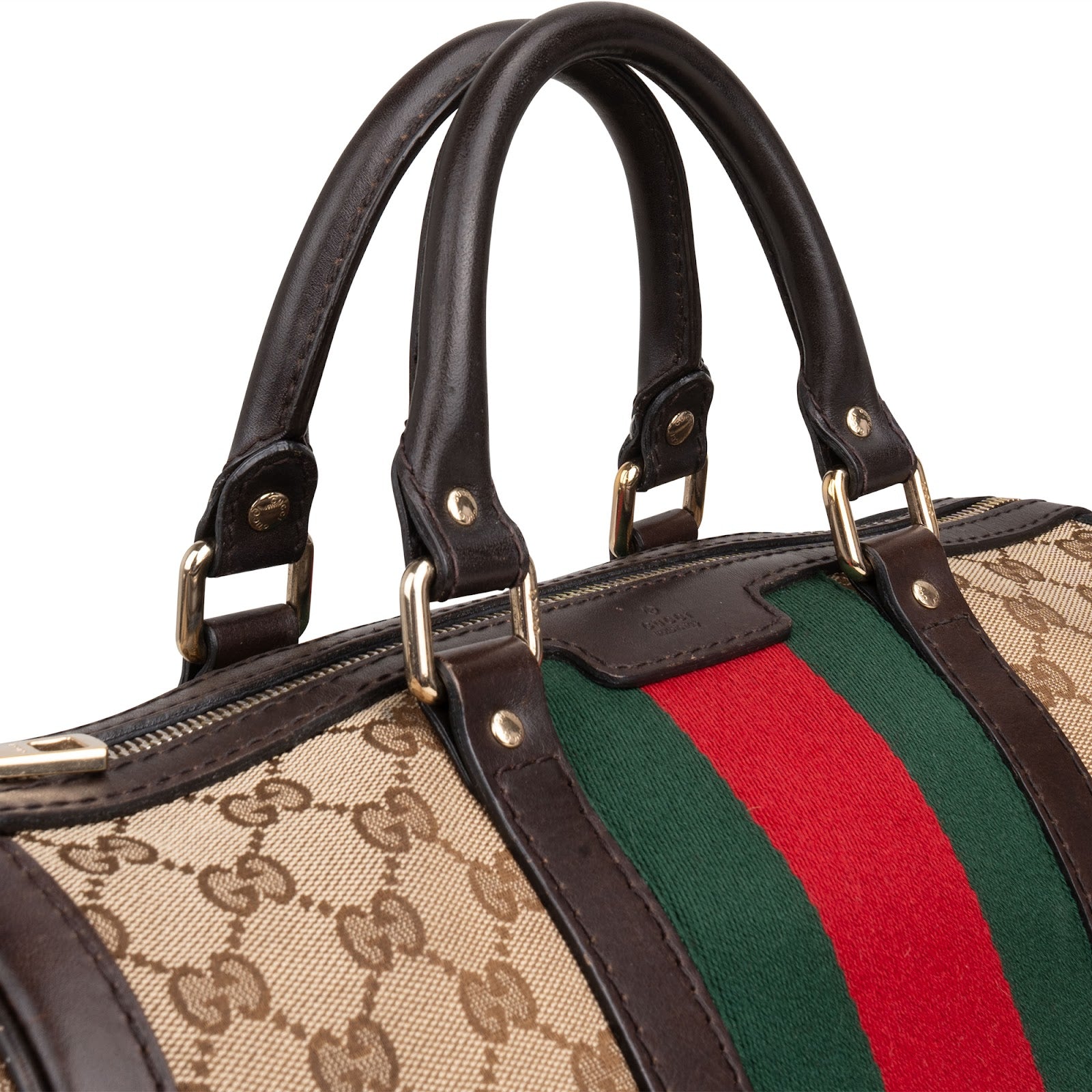 Gucci Monogram GG Canvas  Web Boston Bag