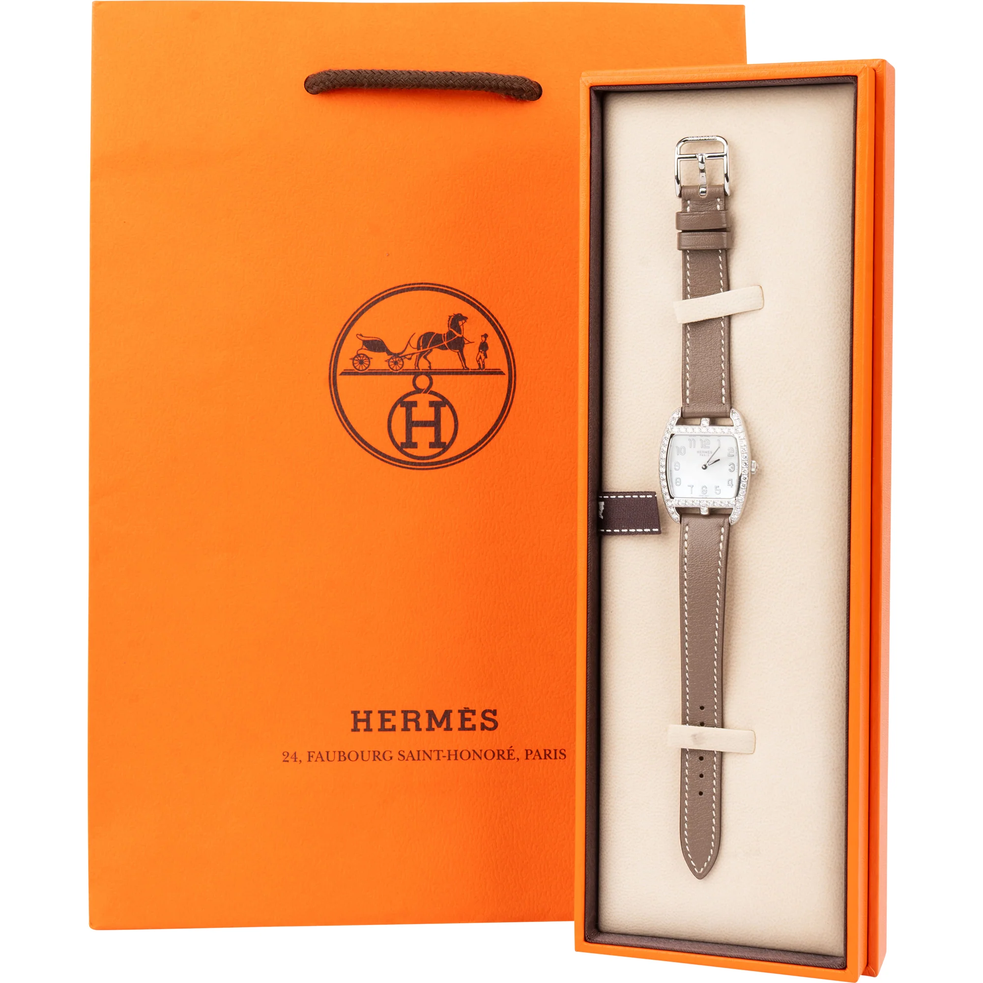 Hermès Silver Tone Diamant Cape Cod Tonneau Women Watch CT1.230