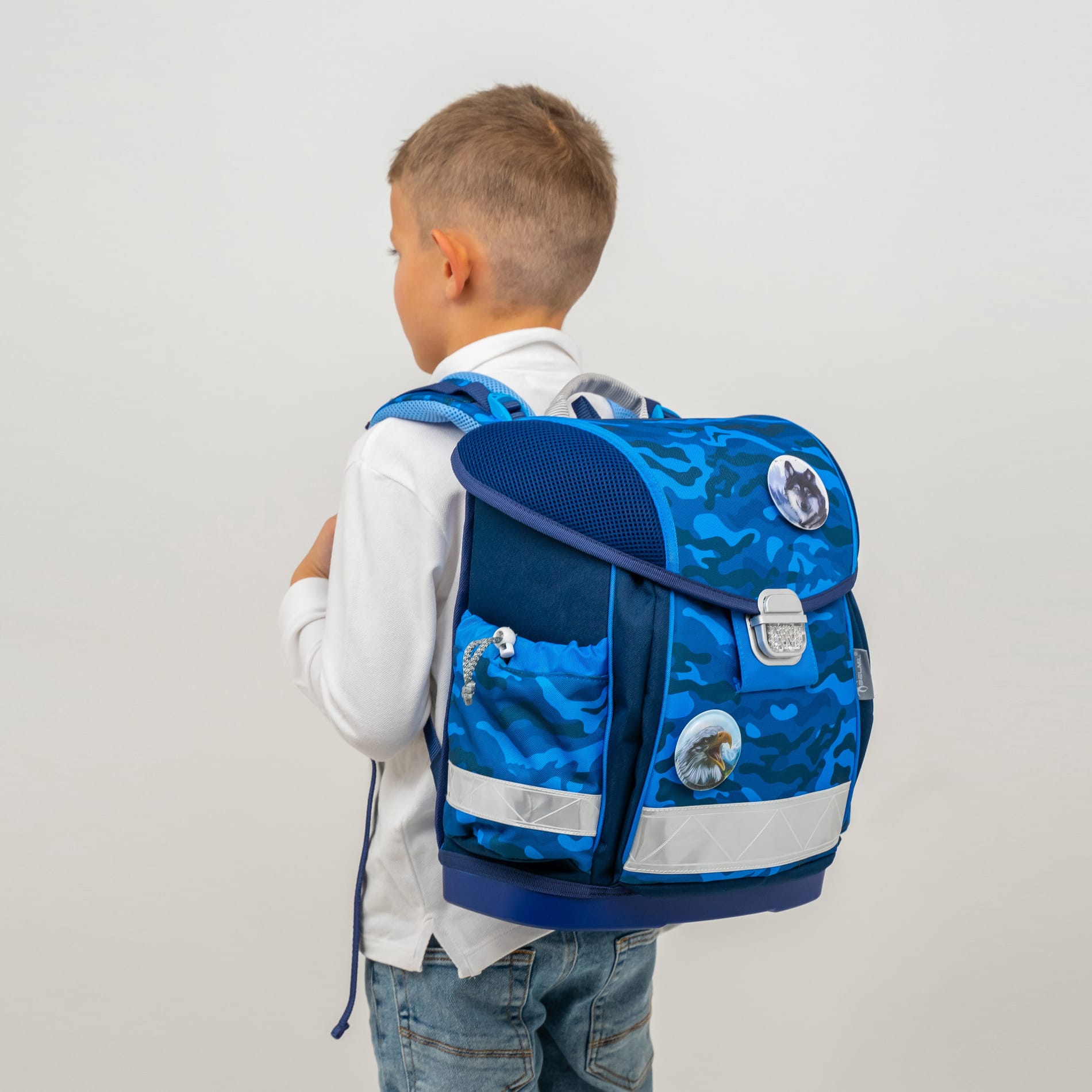 Classy ergonomisches Schulranzen-Set 5-teilig - Blue Camouflage