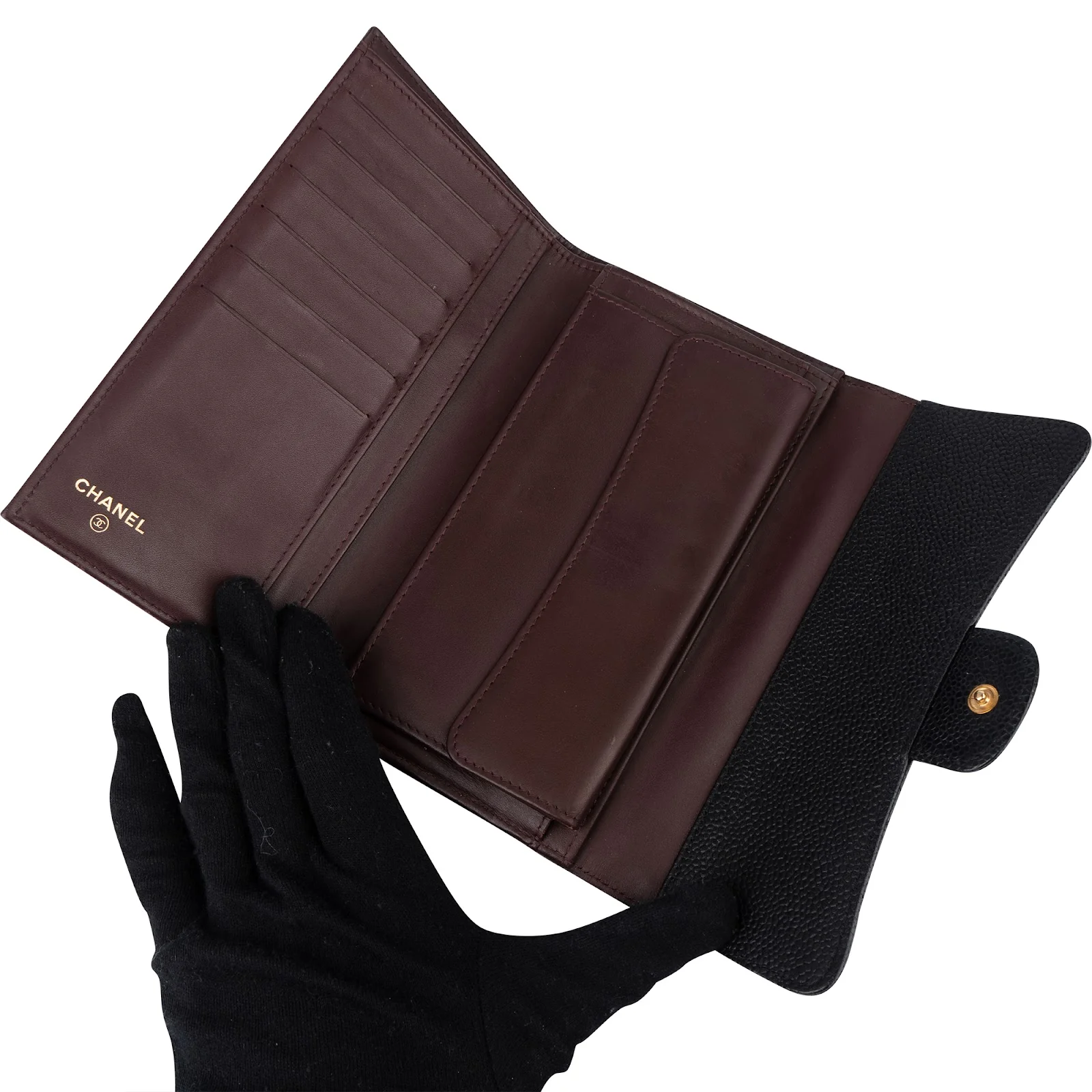 Chanel Quilted Caviar Leather CC Flap Wallet