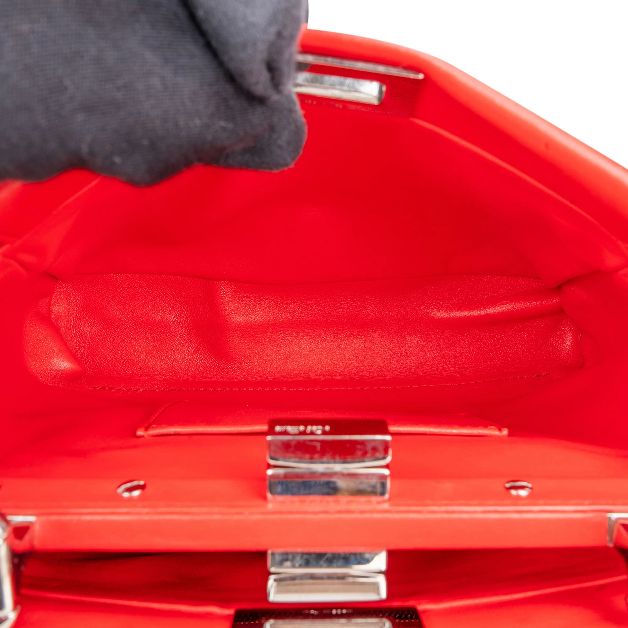 Fendi Red Leather Spikes Mini Peekaboo Handbag