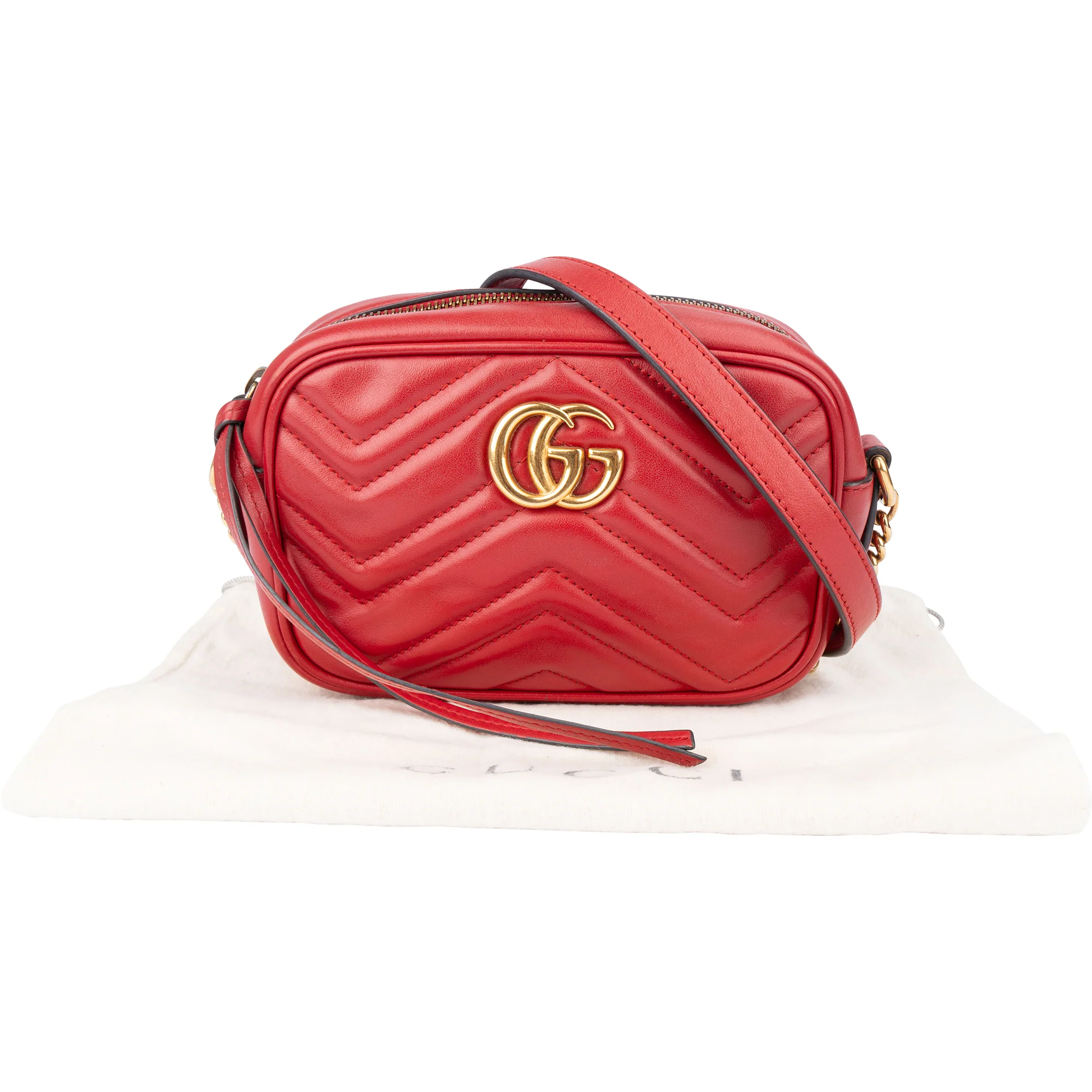 Gucci Chevron Leather GG Marmont Crossbody bag