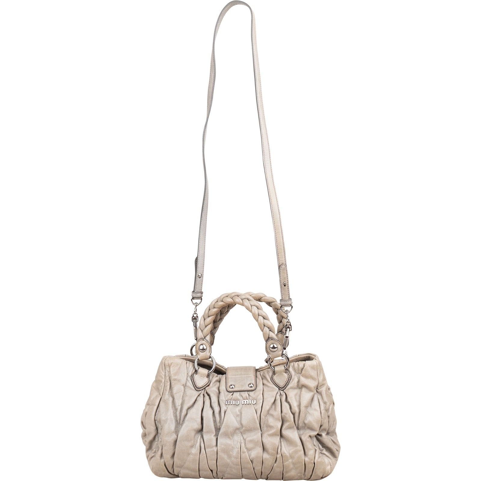 Miu Miu Vitello Lux Coffer Hobo Handbag