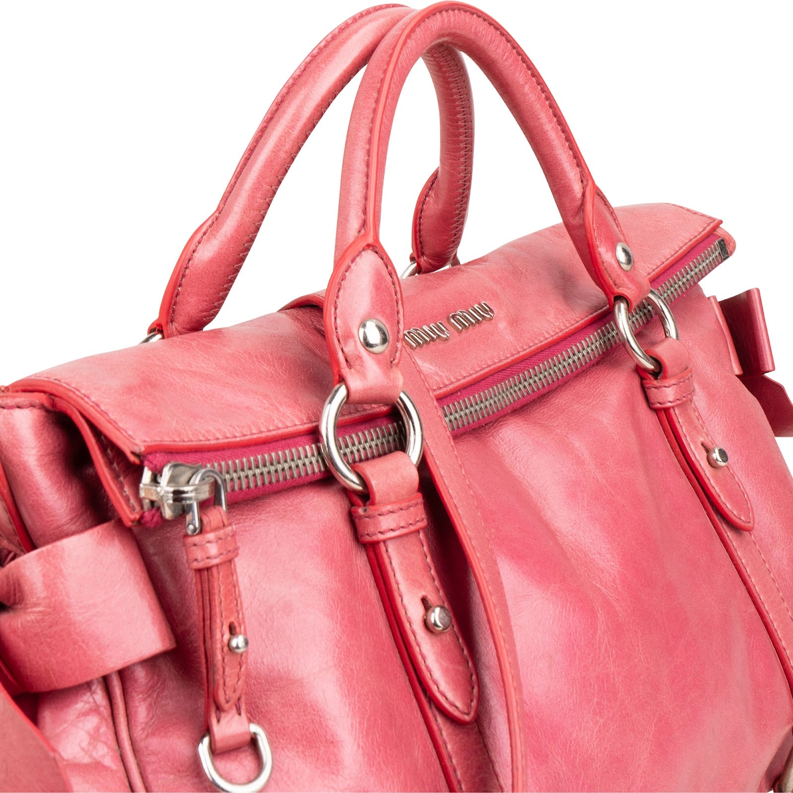 Miu Miu – Vitello Lux Leather Bow Satchel Handtasche