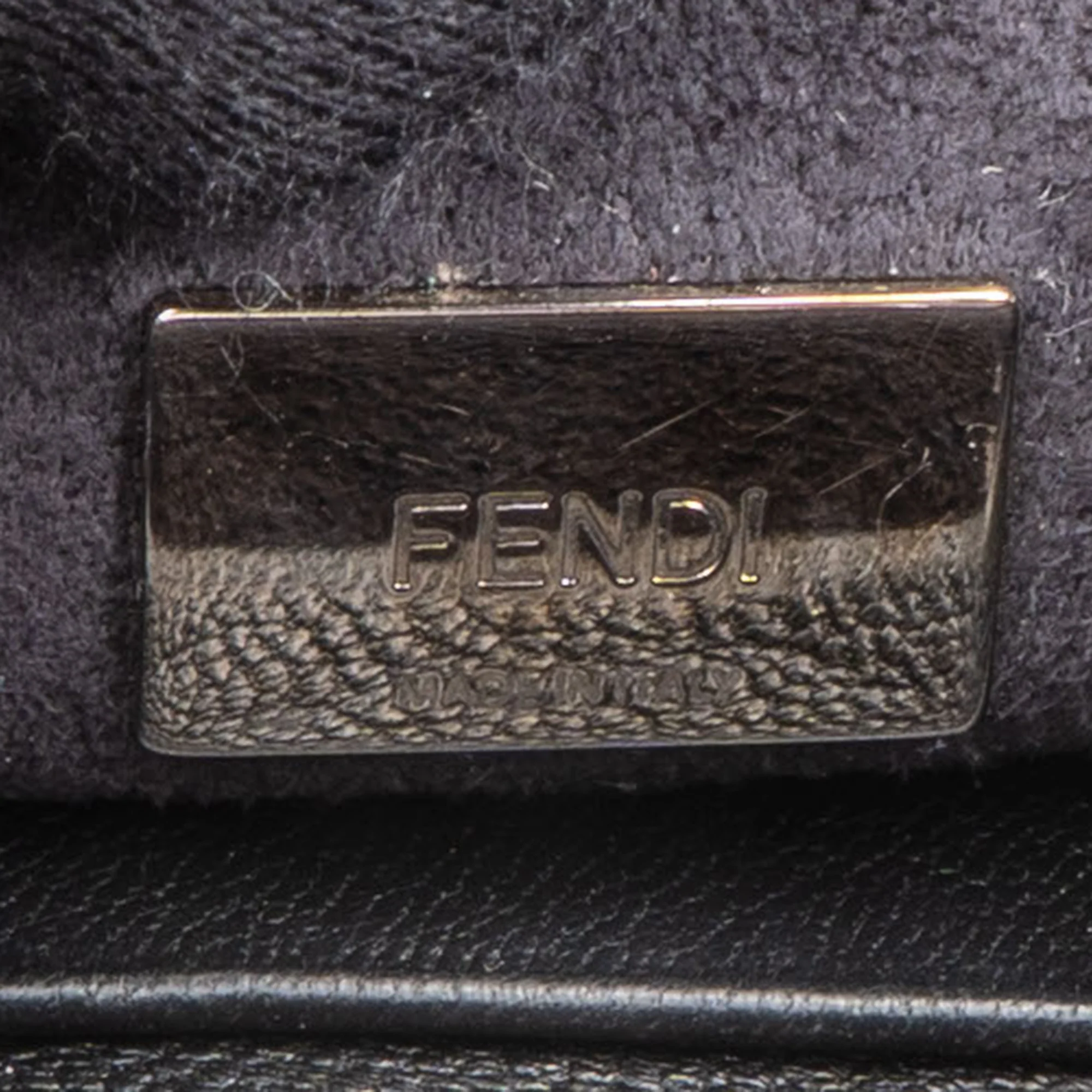 Fendi Black Leather Floral Mini Peekaboo Handbag