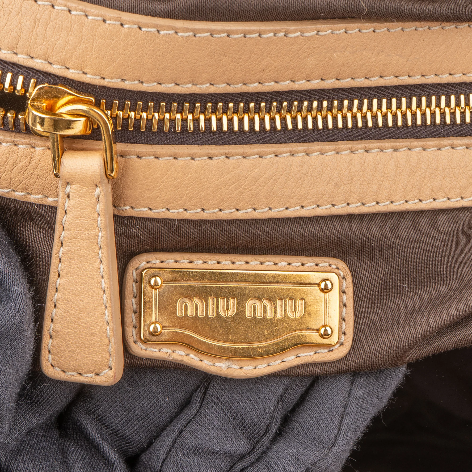 Miu Miu Beige Soft Leather Classic Handbag