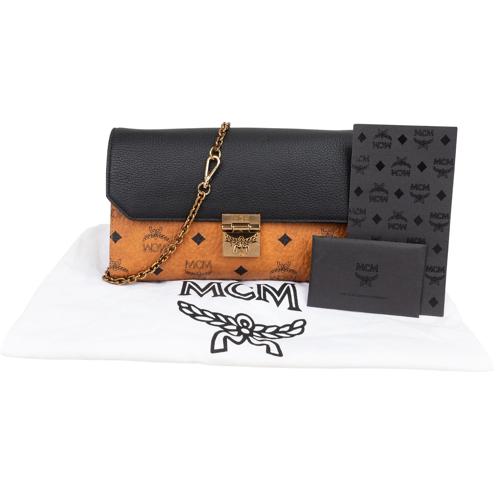 MCM Monogram Visetos Leather Patricia Wallet on Chain Crossbody Bag