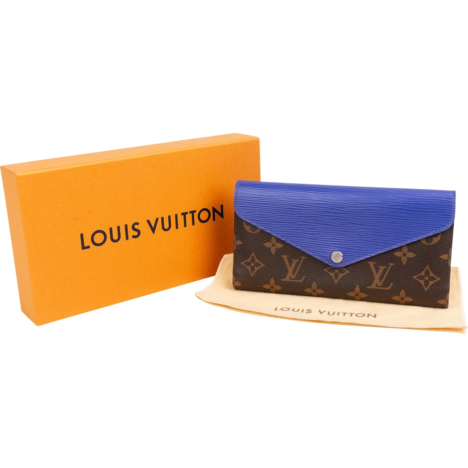 Louis Vuitton Blue Epi Leather Monogram Canvas Sarah Wallet