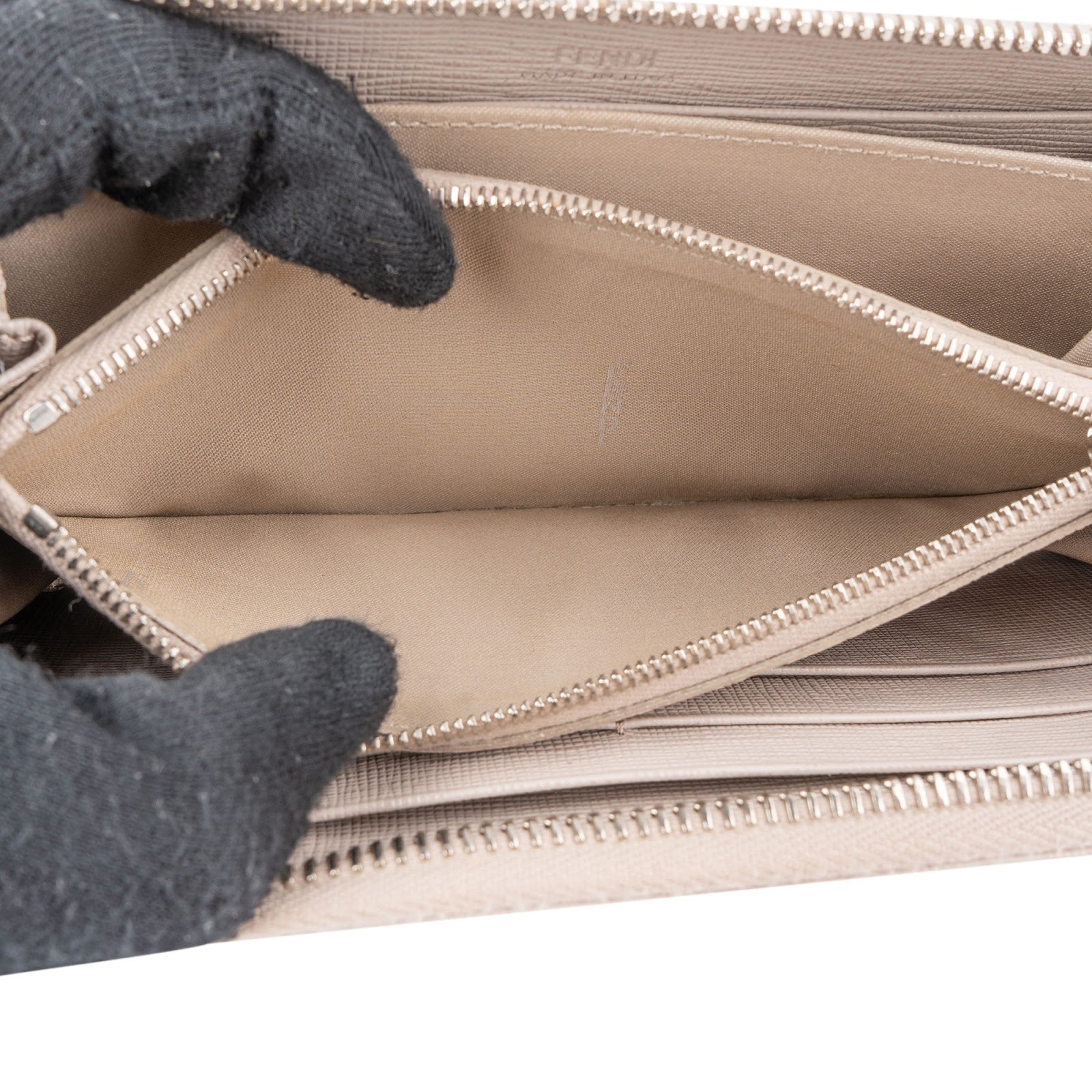 Fendi Leather Flowerland Zip-Around Wallet