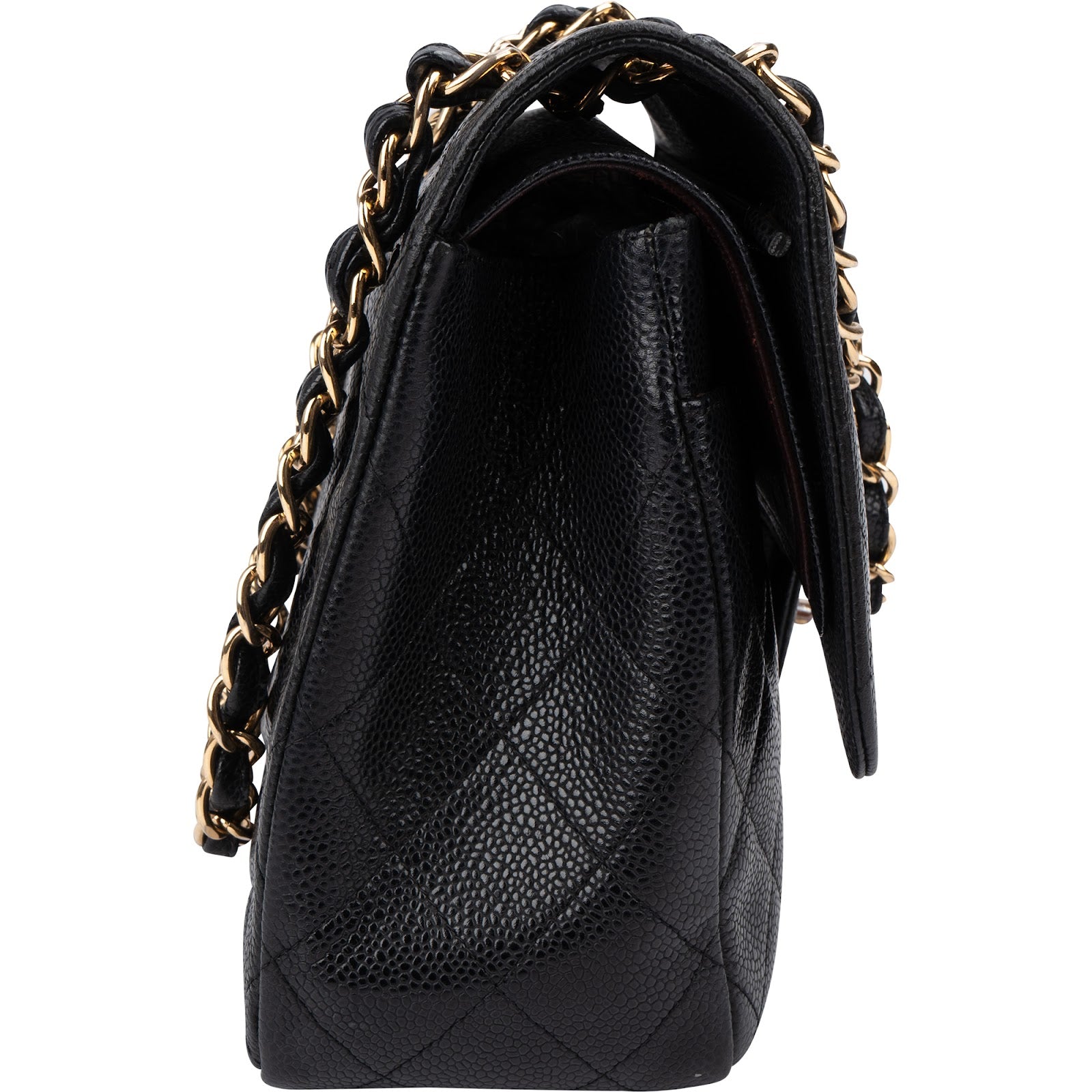 Chanel – Sac à bandoulière Jumbo à double rabat en cuir Caviar matelassé