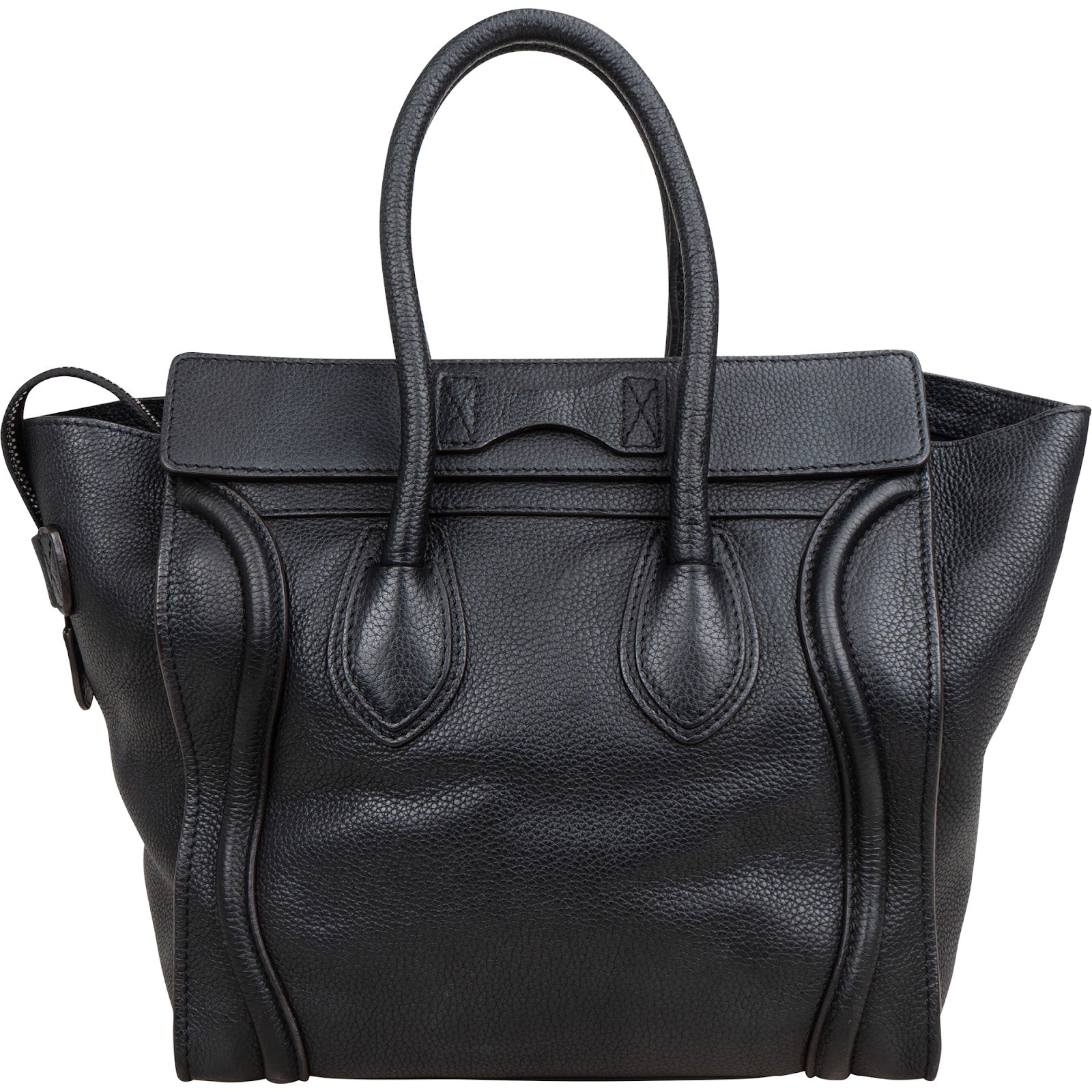 Céline Black Grained Leather Luggage Handbag