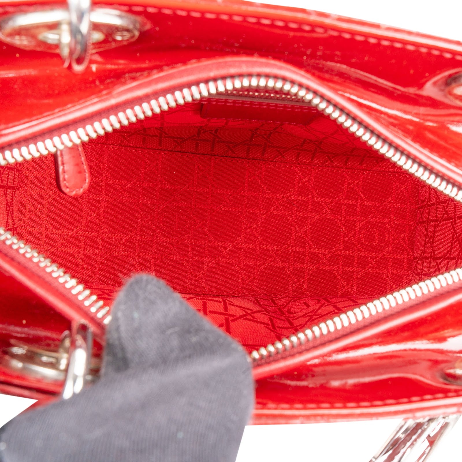 Christian Dior Quilted Patent Leather Lady Dior Handbag