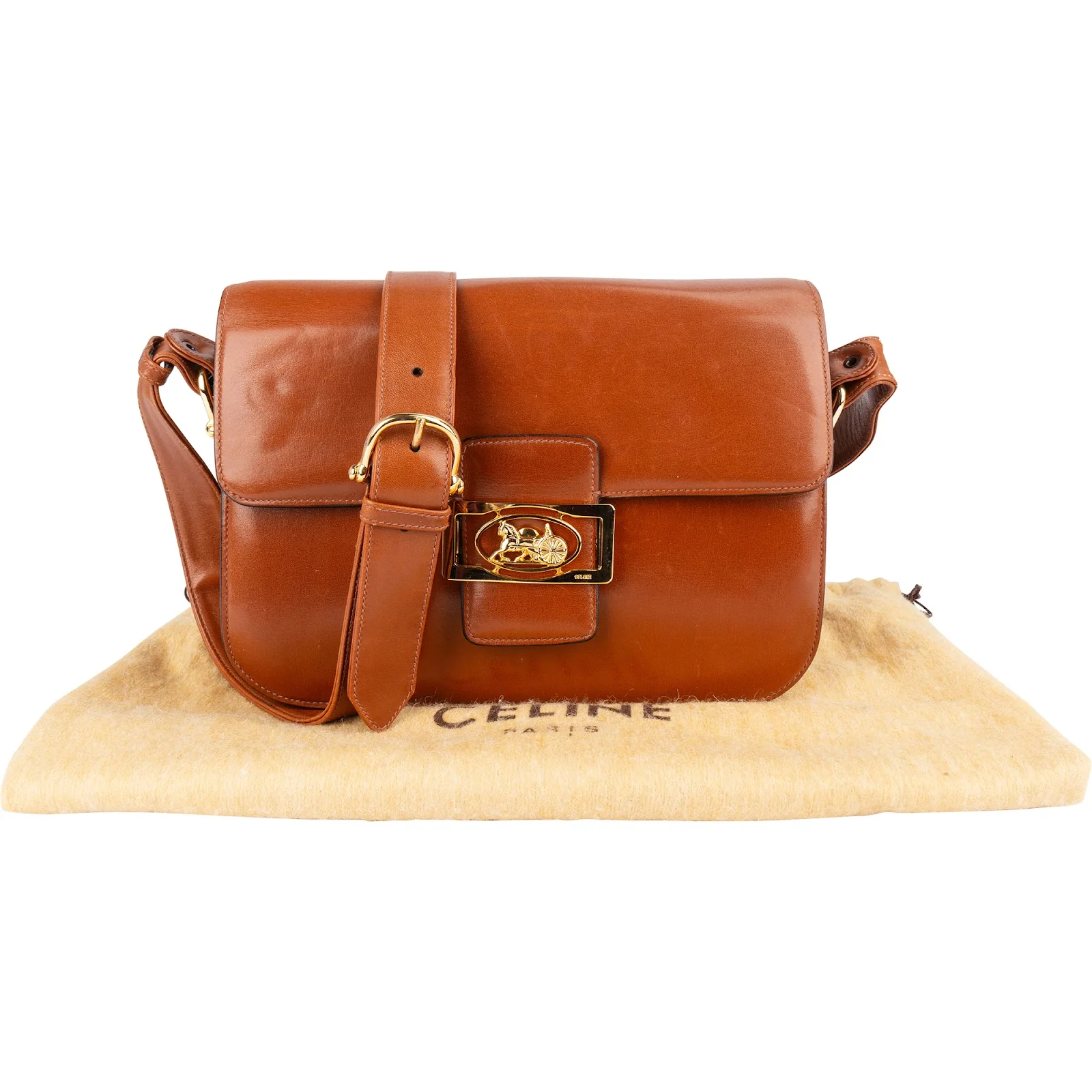 Celine Boxcalf Leather Triomphe Shoulder Bag