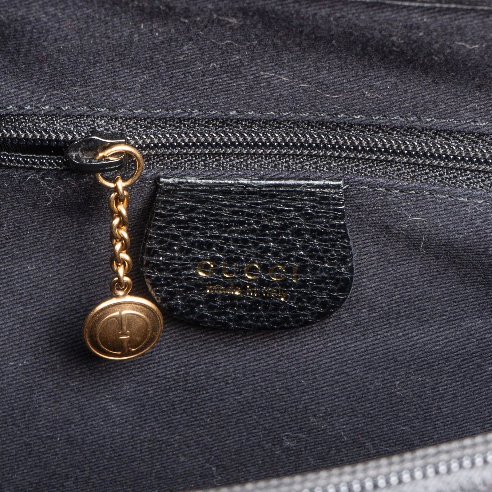 Gucci Black Leather Bamboo Handle Handbag