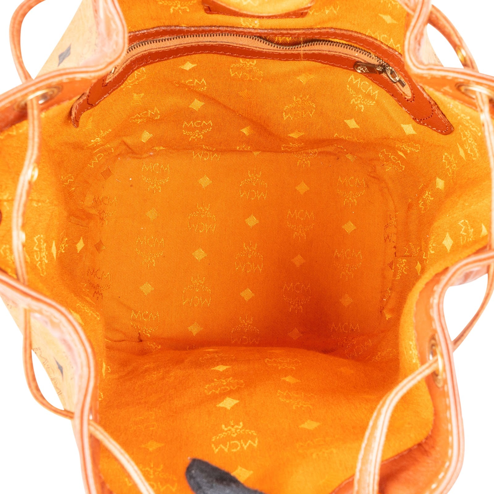 Sac à bandoulière type « bucket » MCM à cordon de serrage, motif Monogram Visetos