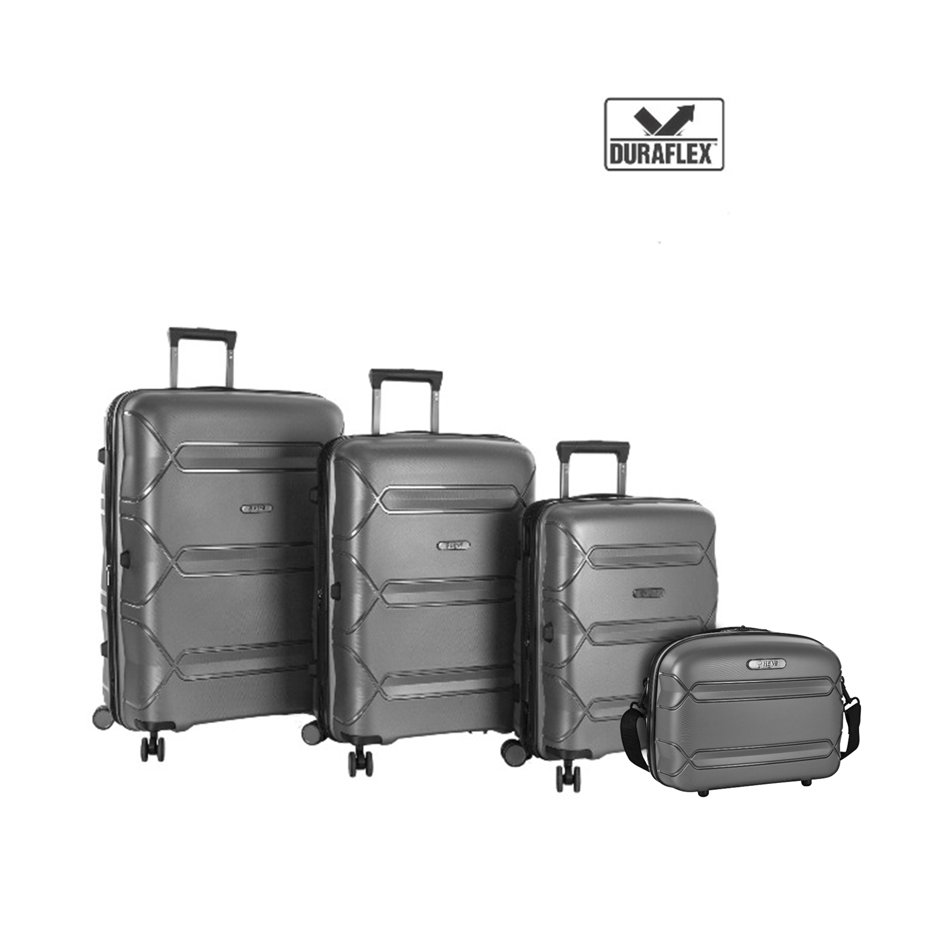 HEYS Milos 4tlg. Kofferset (BC/S/M/L) erweiterbar - Grey