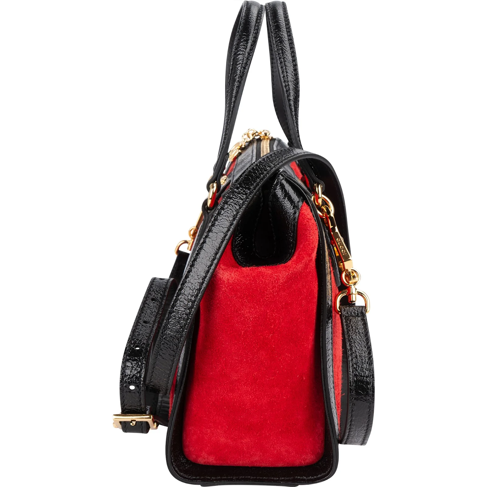 Gucci Patent Leather Suede Ophidia Small Handbag
