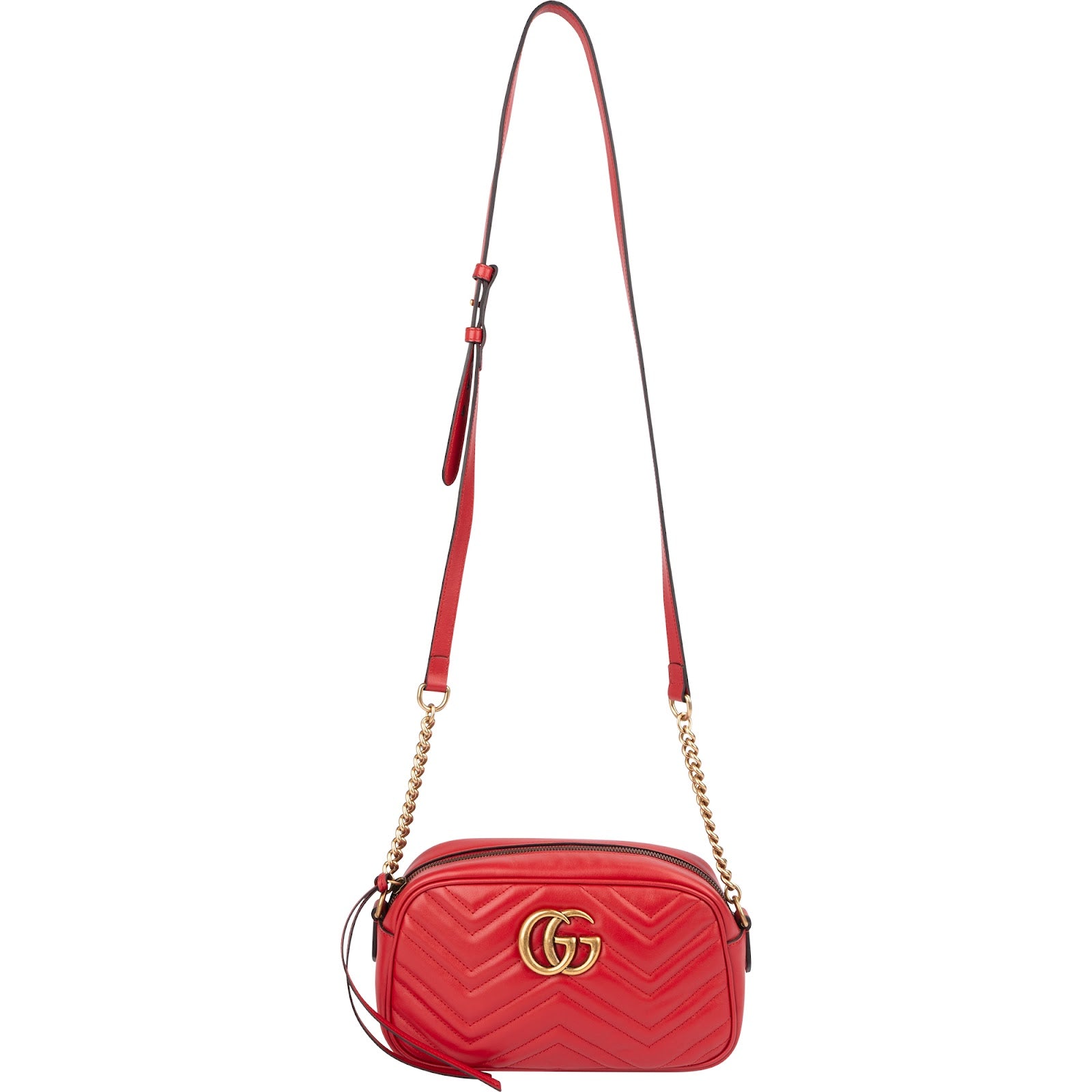 Gucci Chevron Leather GG Marmont Medium Crossbody Bag