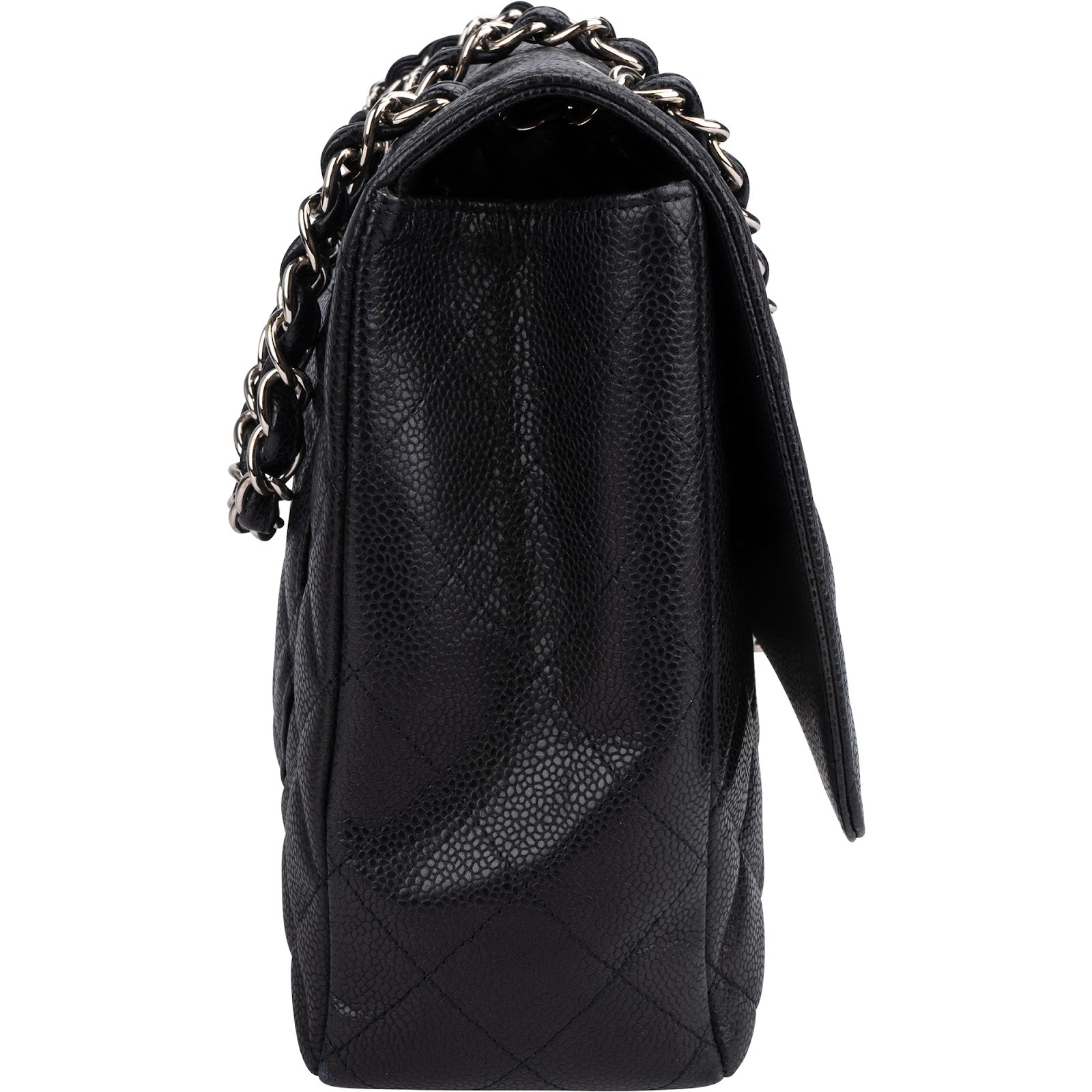 Chanel Quilted Caviar Leather Palladium Maxi Single-Flap Crossbody Bag