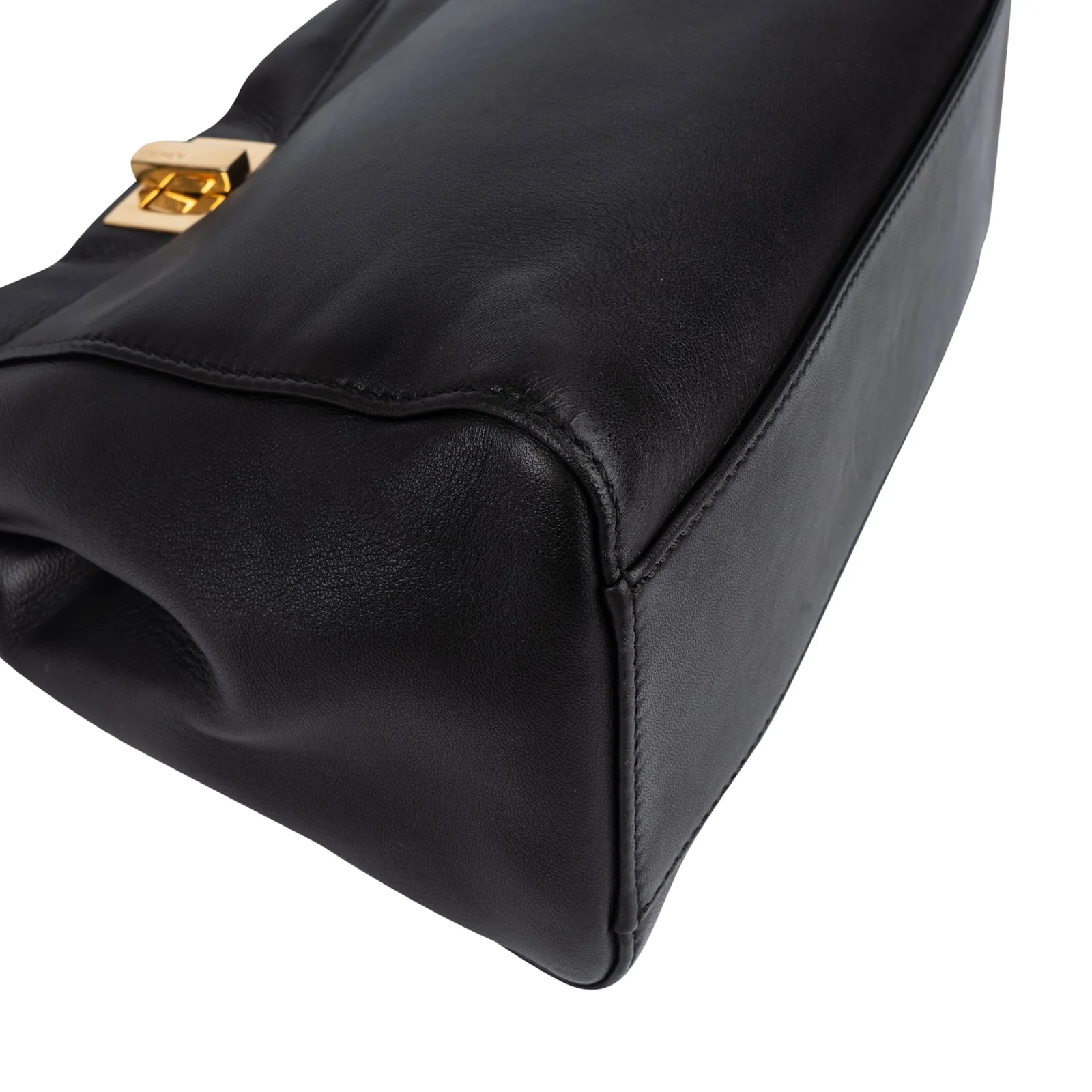 Fendi Black Leather Mini Peekaboo Handbag
