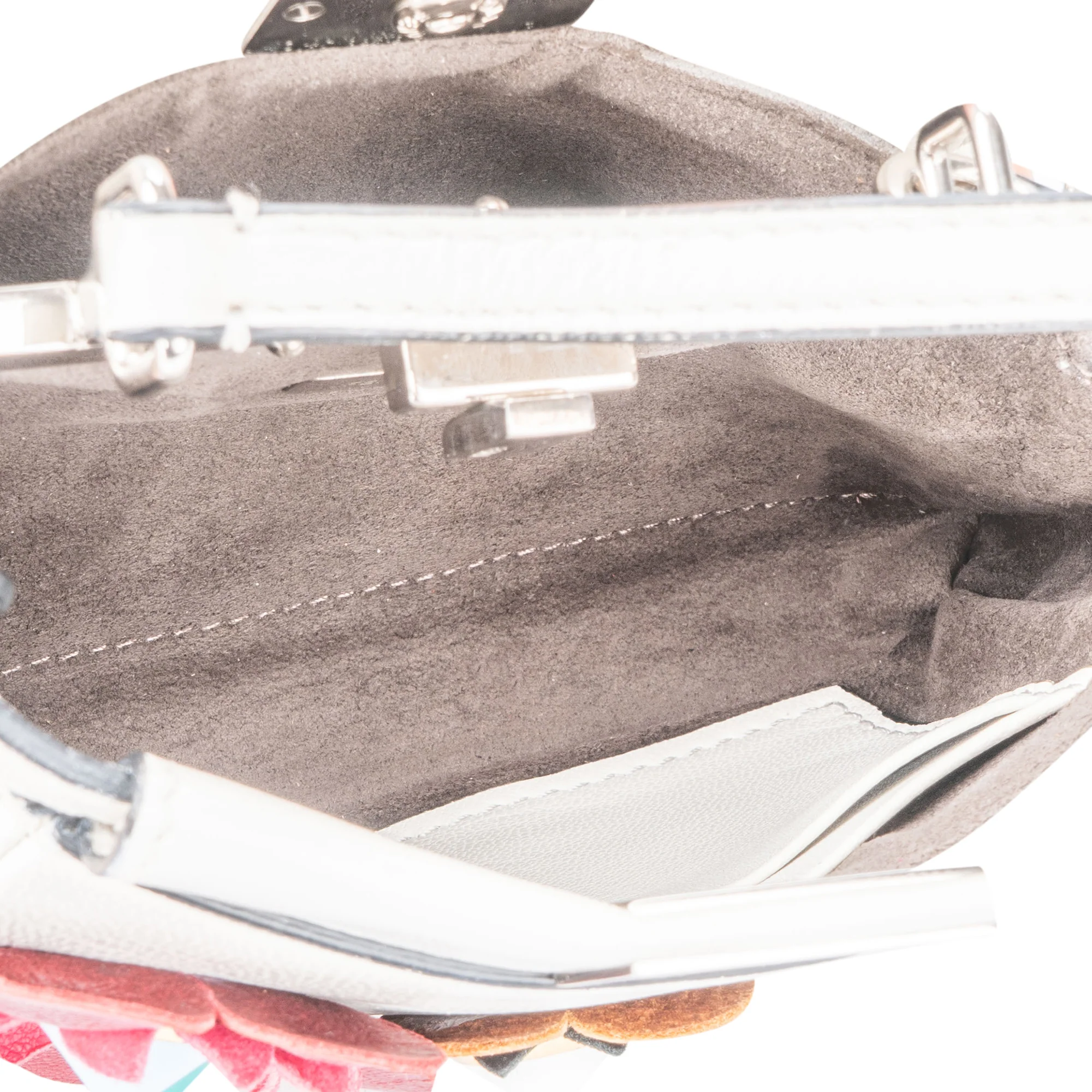 Fendi White Leather Micro Peekaboo Handbag