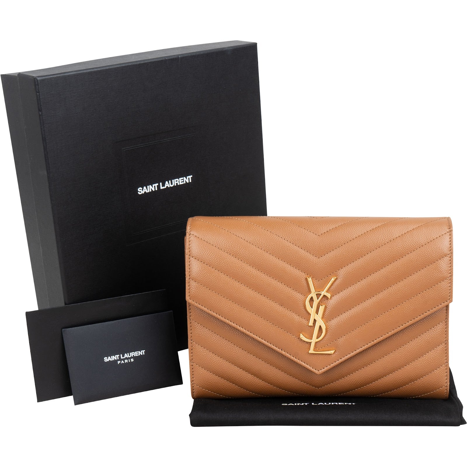 Saint Laurent Grain de Poudre Leather Clutch