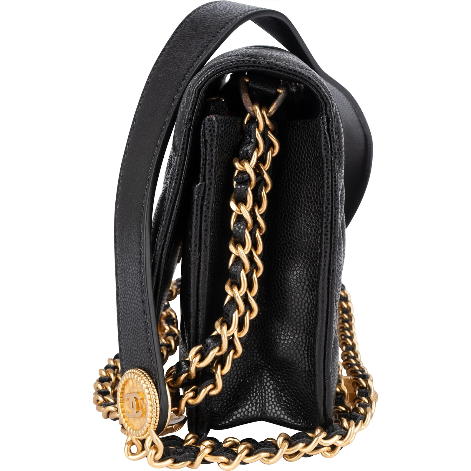 Chanel Quilted Caviar Leather Wallet On Chain Crossbody Bag