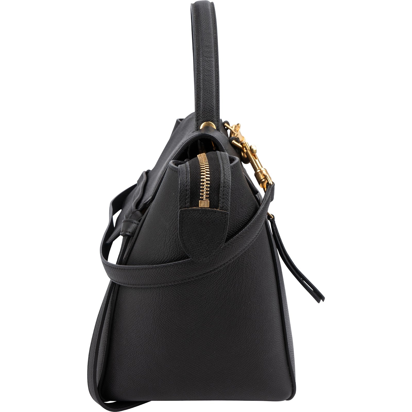 Céline Black Leather Grained Calfskin Belt Handbag