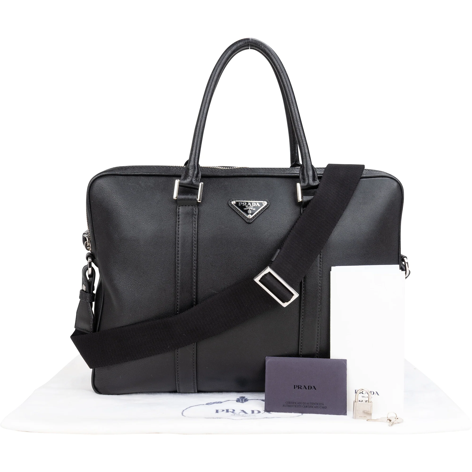 Prada Black Swift Leather Business Tasche