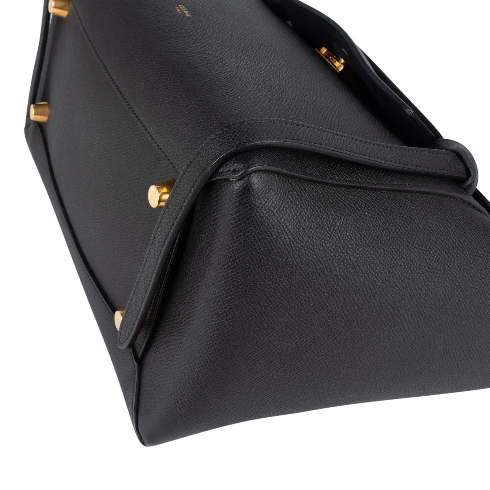 Céline Black Leather Grained Calfskin Belt Handbag