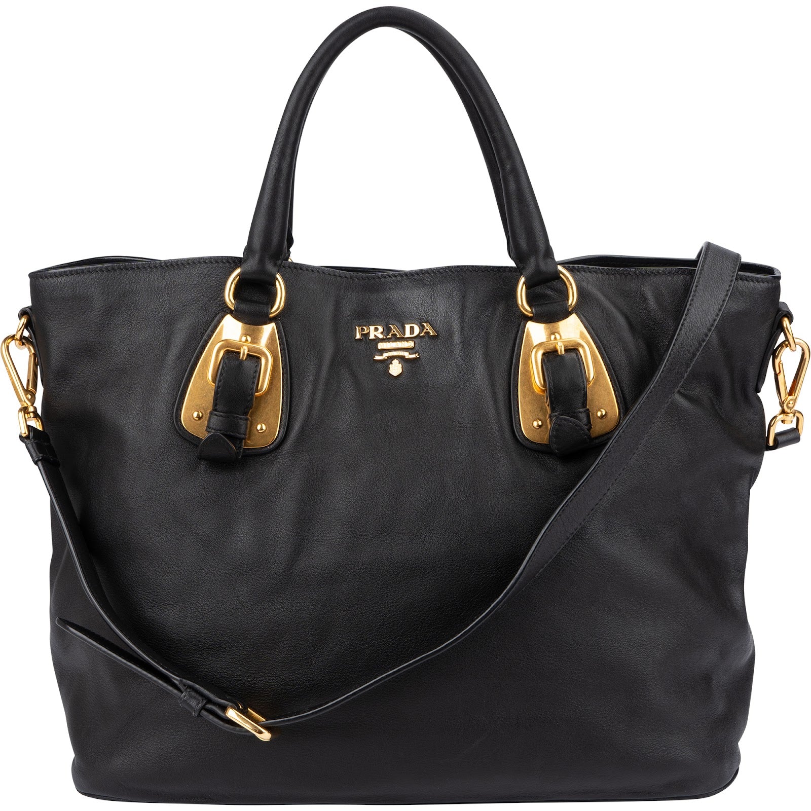 Prada - Calfskin Buckle Tote Shoulder Bag