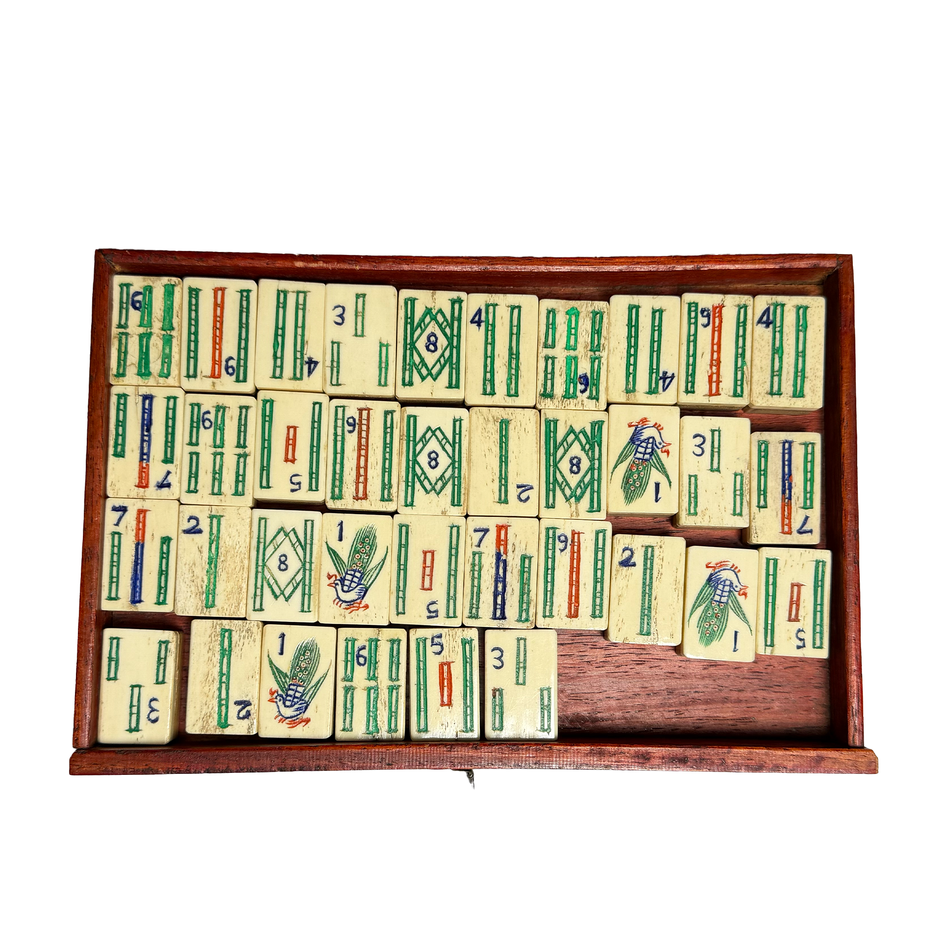 Antikes Mah-Jongg-Spiel in Rosenholz-Box - Anfang des 20. Jahrhunderts
